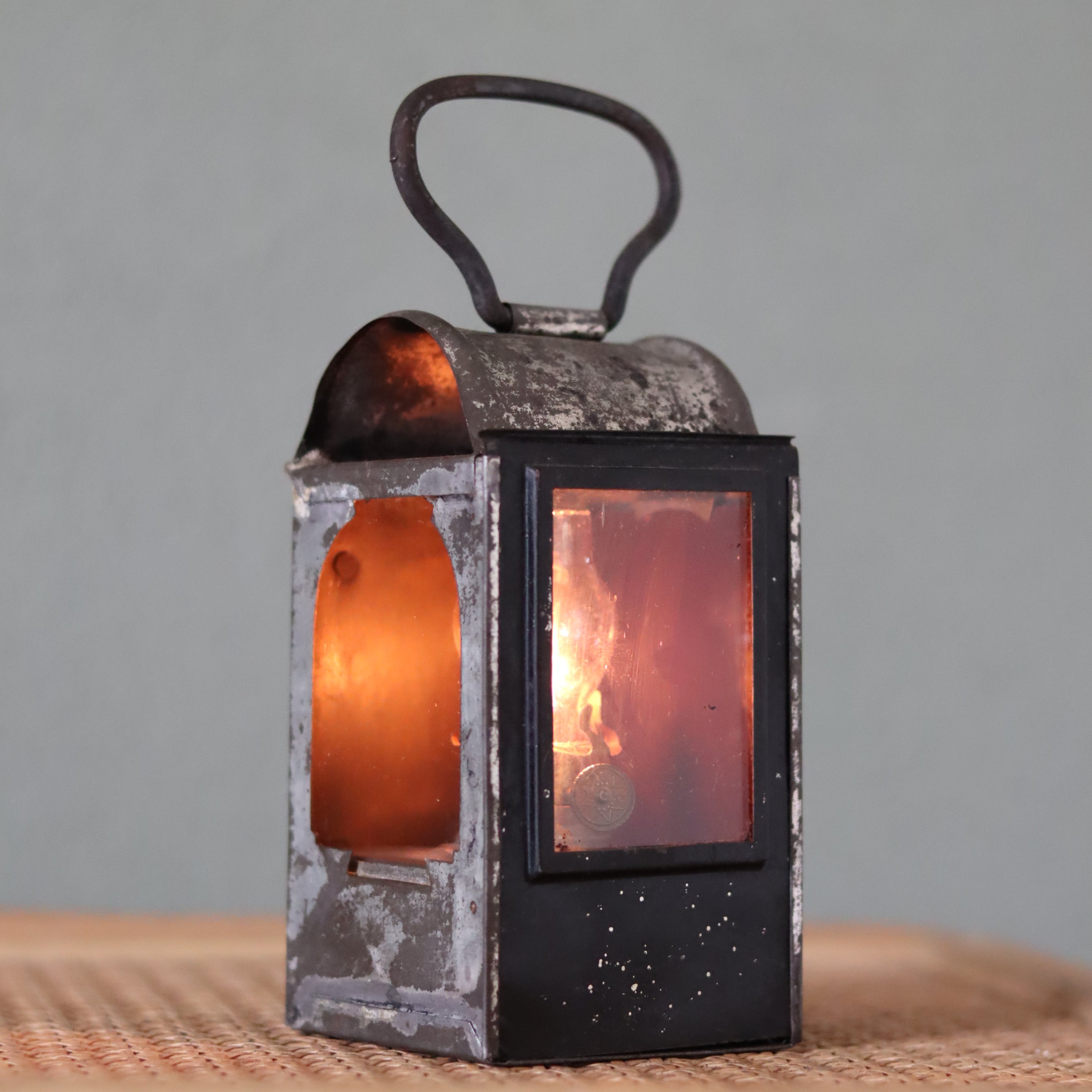 Rare Vintage Hand Lantern Oil Lamp – With Wall Bracket and Handle – Circa 1930