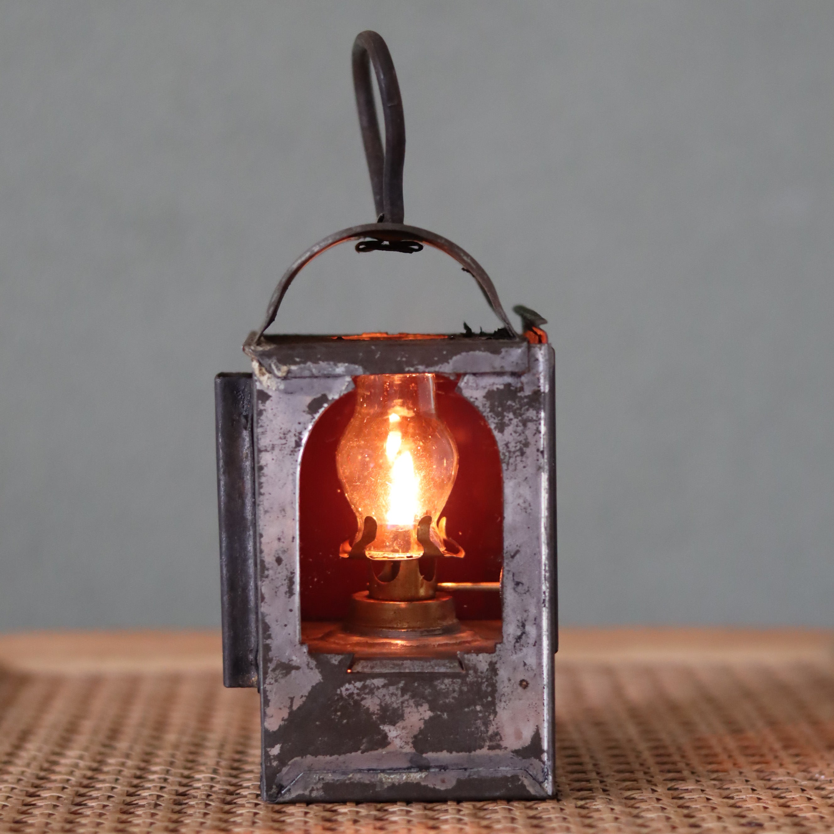 Rare Vintage Hand Lantern Oil Lamp – With Wall Bracket and Handle – Circa 1930