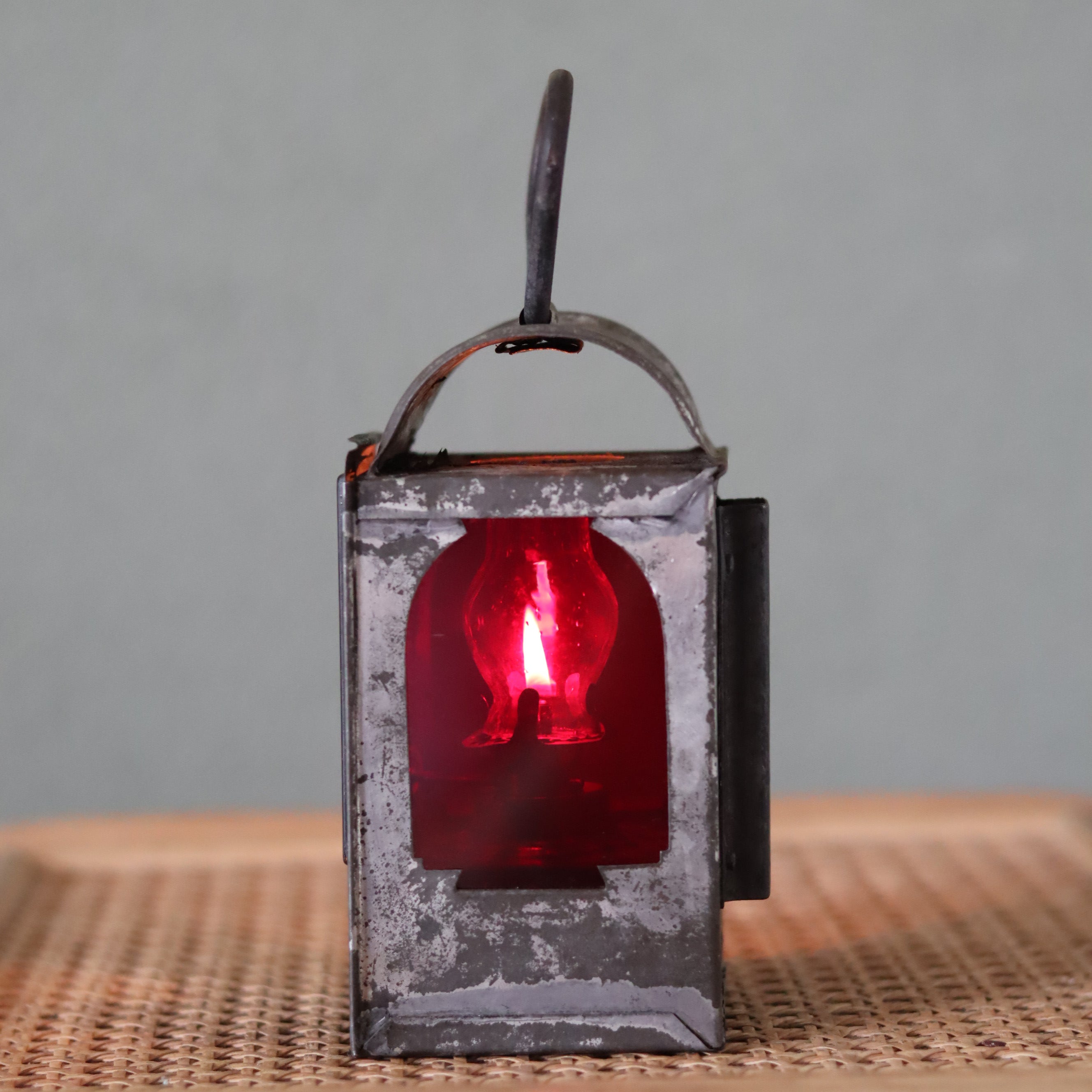 Rare Vintage Hand Lantern Oil Lamp – With Wall Bracket and Handle – Circa 1930