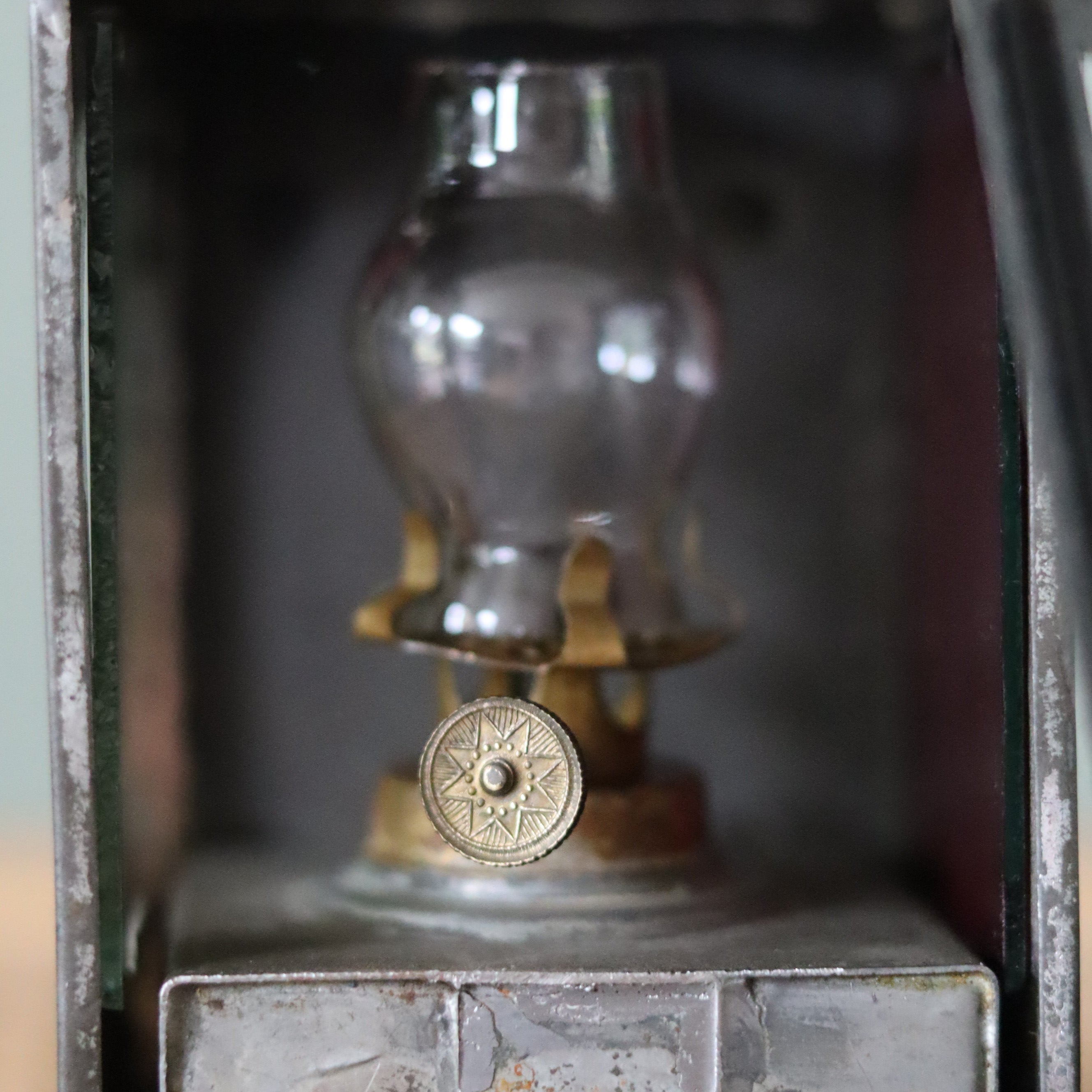 Rare Vintage Hand Lantern Oil Lamp – With Wall Bracket and Handle – Circa 1930