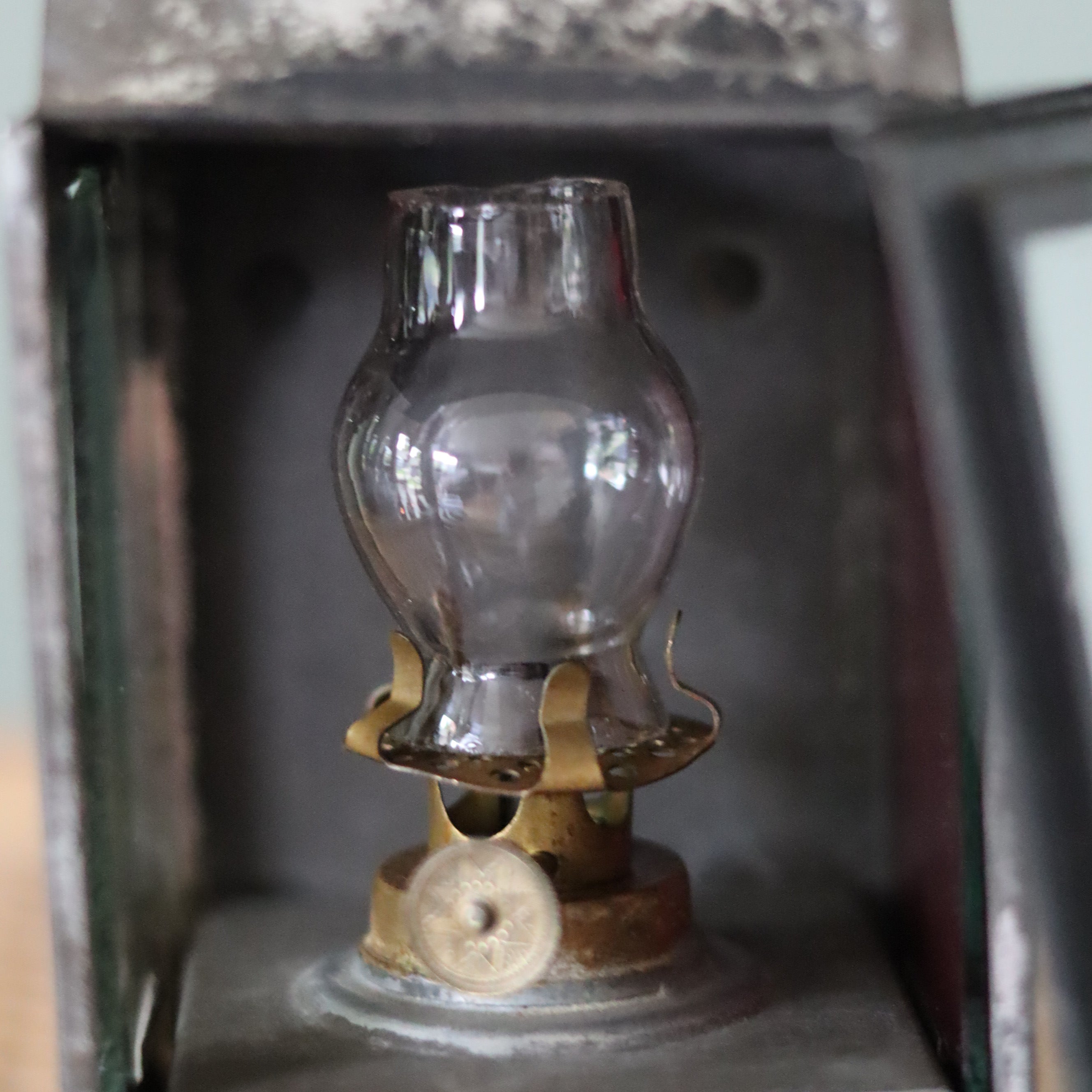 Rare Vintage Hand Lantern Oil Lamp – With Wall Bracket and Handle – Circa 1930