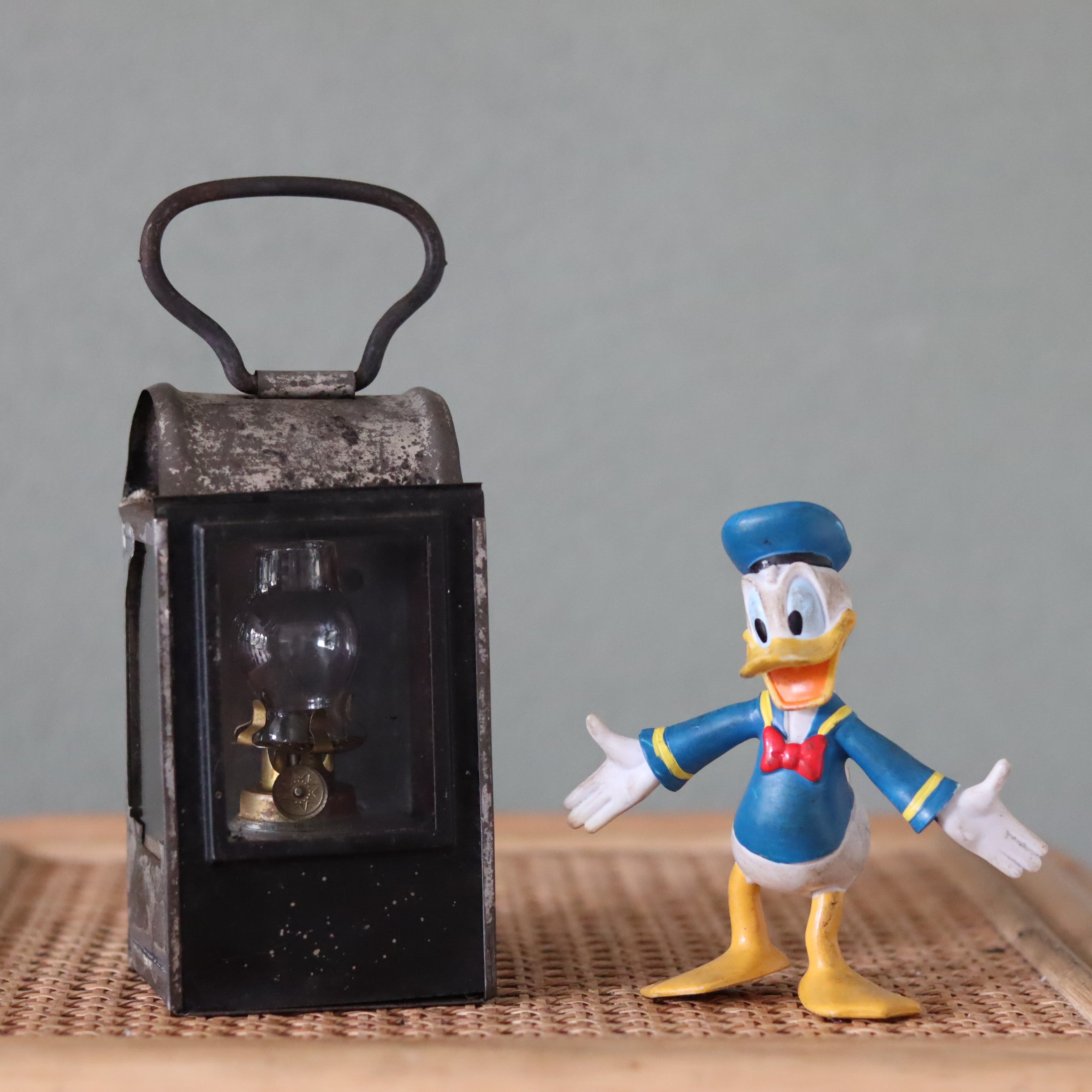 Rare Vintage Hand Lantern Oil Lamp – With Wall Bracket and Handle – Circa 1930