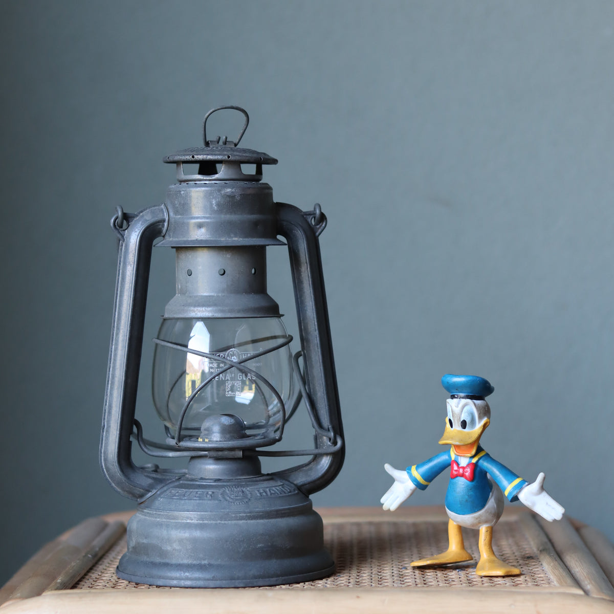 Restored Vintage Feuerhand Baby 275 Hurricane Lantern – Western Germany metal oil lamp showcasing classic German design and craftsmanship.