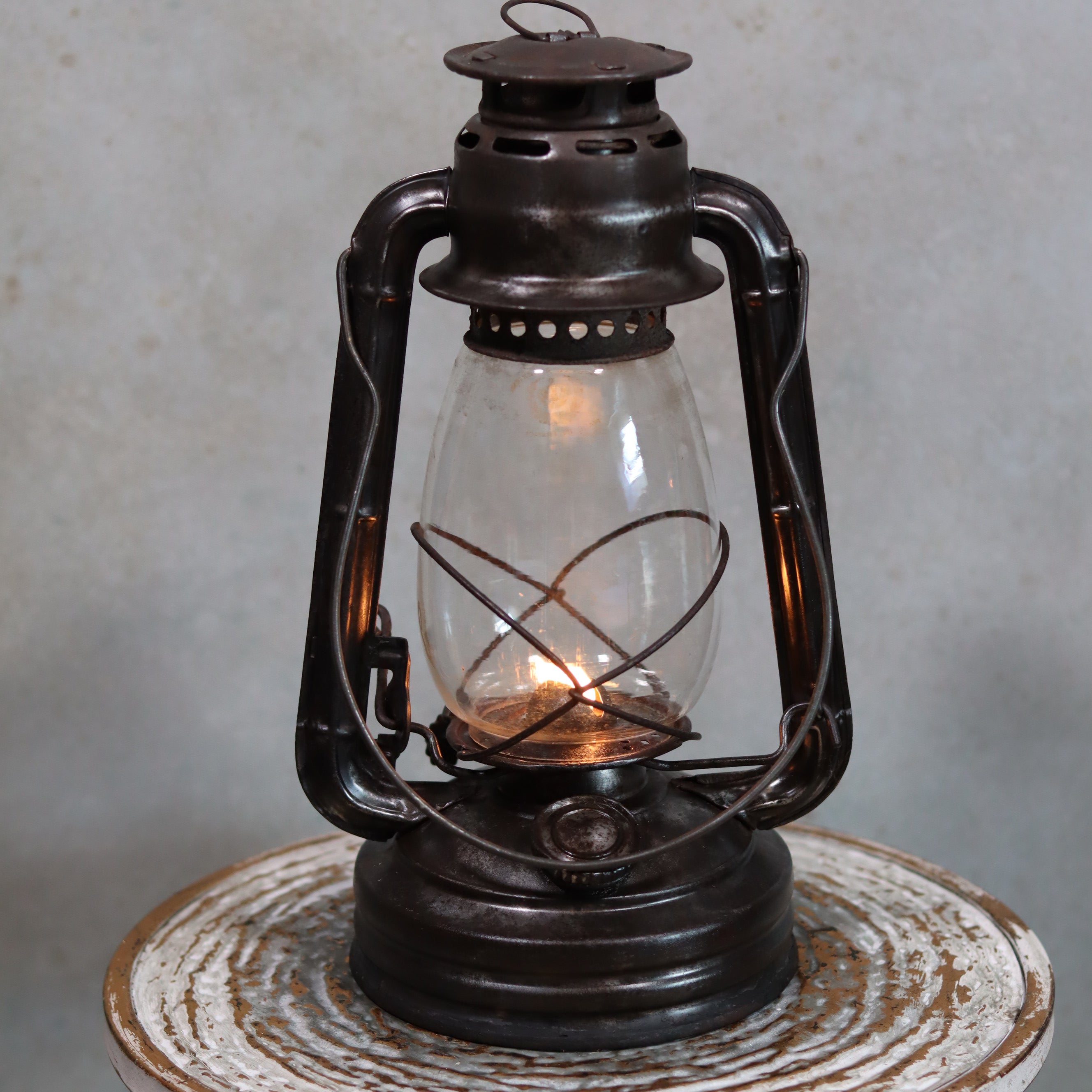 Vintage French ALG No. 6 Hurricane Lantern – Cristal Supérieur Glass (1930s) classic oil lamp with metal frame and glass chimney