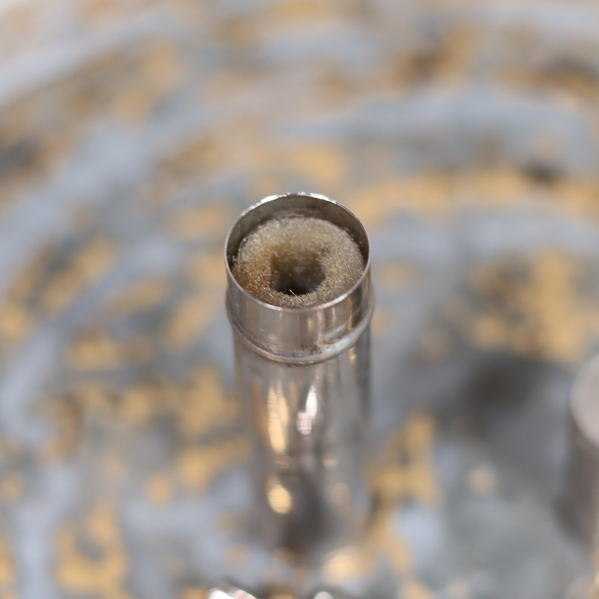 Rare Antique Pigeon Pocket Oil Lamp – Model 60, Complete and Functional, Circa 1918–1930 close-up of metal wick holder and burner detail