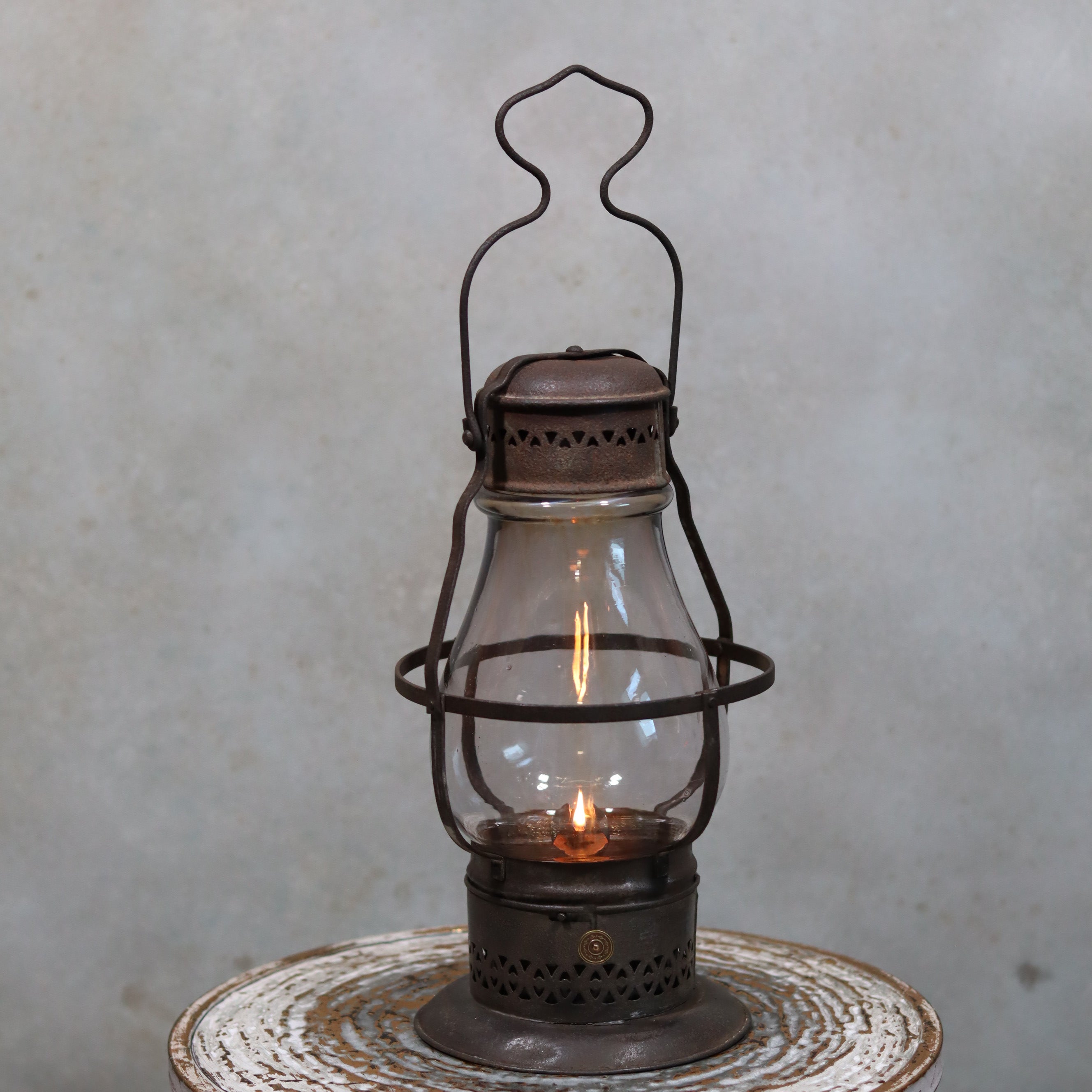 Rare Antique Oil Lamp – Early Hurricane Lantern Predecessor (c.1875–1900) – Complete & Working