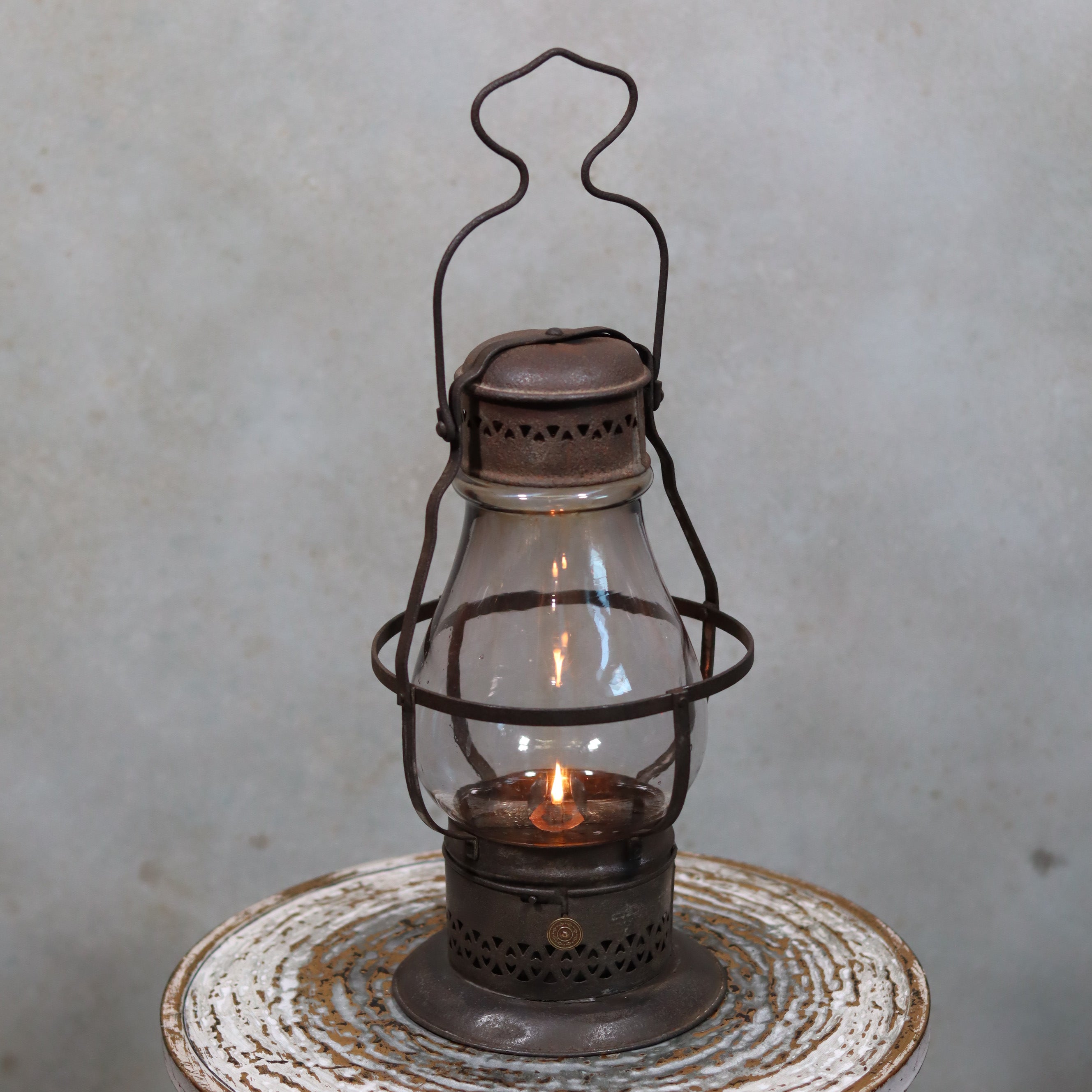 Rare Antique Oil Lamp – Early Hurricane Lantern Predecessor (c.1875–1900) – Complete & Working