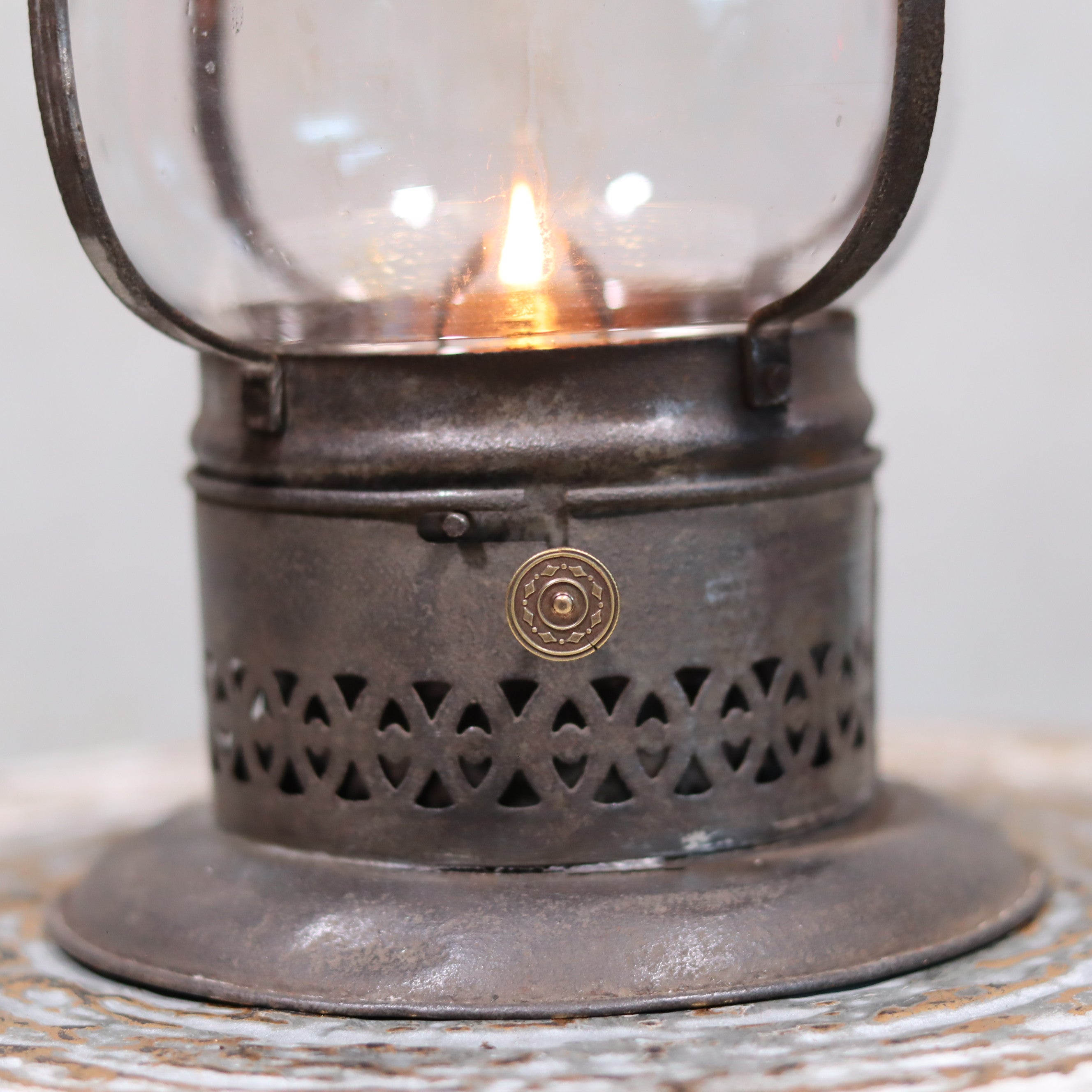 Rare Antique Oil Lamp – Early Hurricane Lantern Predecessor (c.1875–1900) – Complete & Working