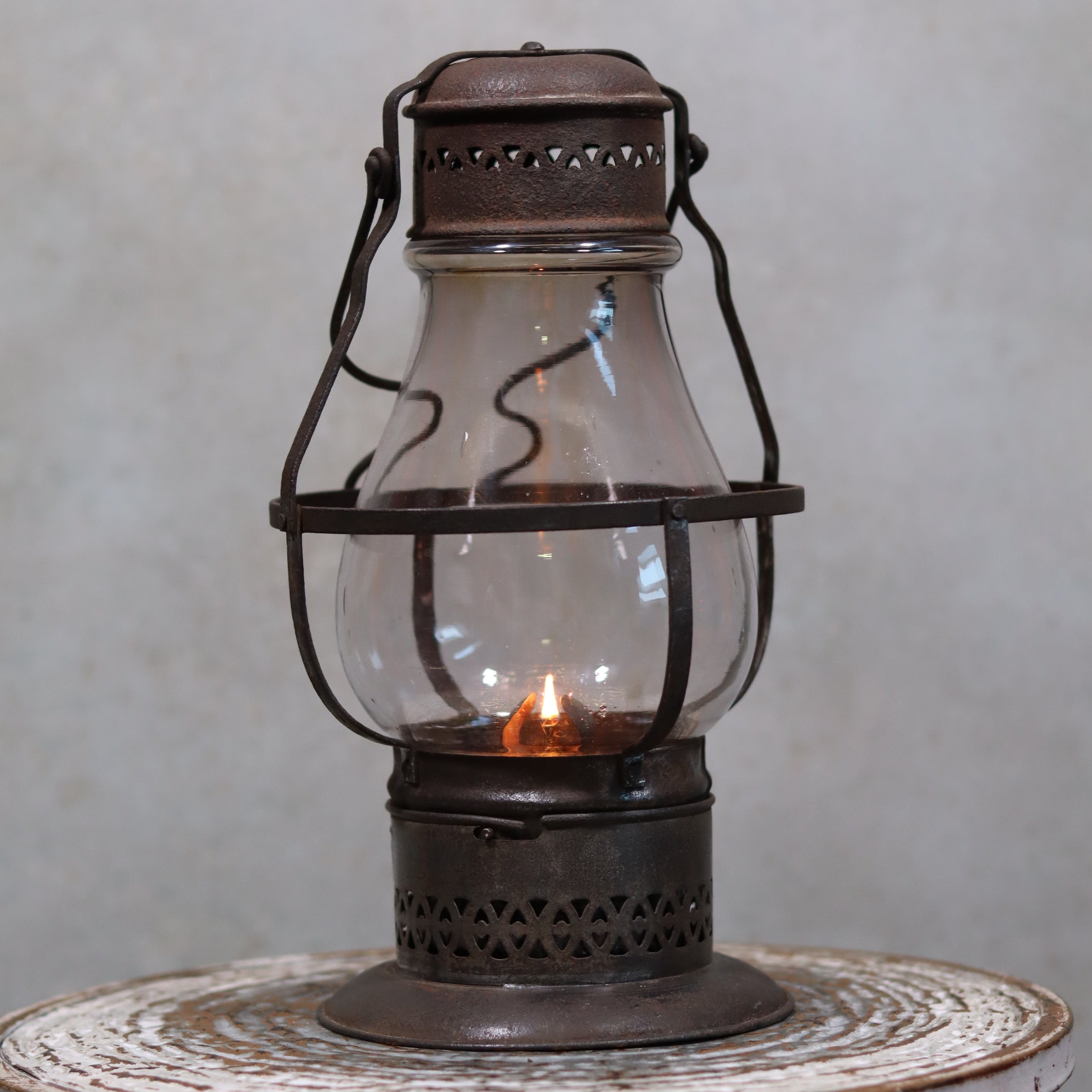 Rare Antique Oil Lamp – Early Hurricane Lantern Predecessor (c.1875–1900) – Complete & Working
