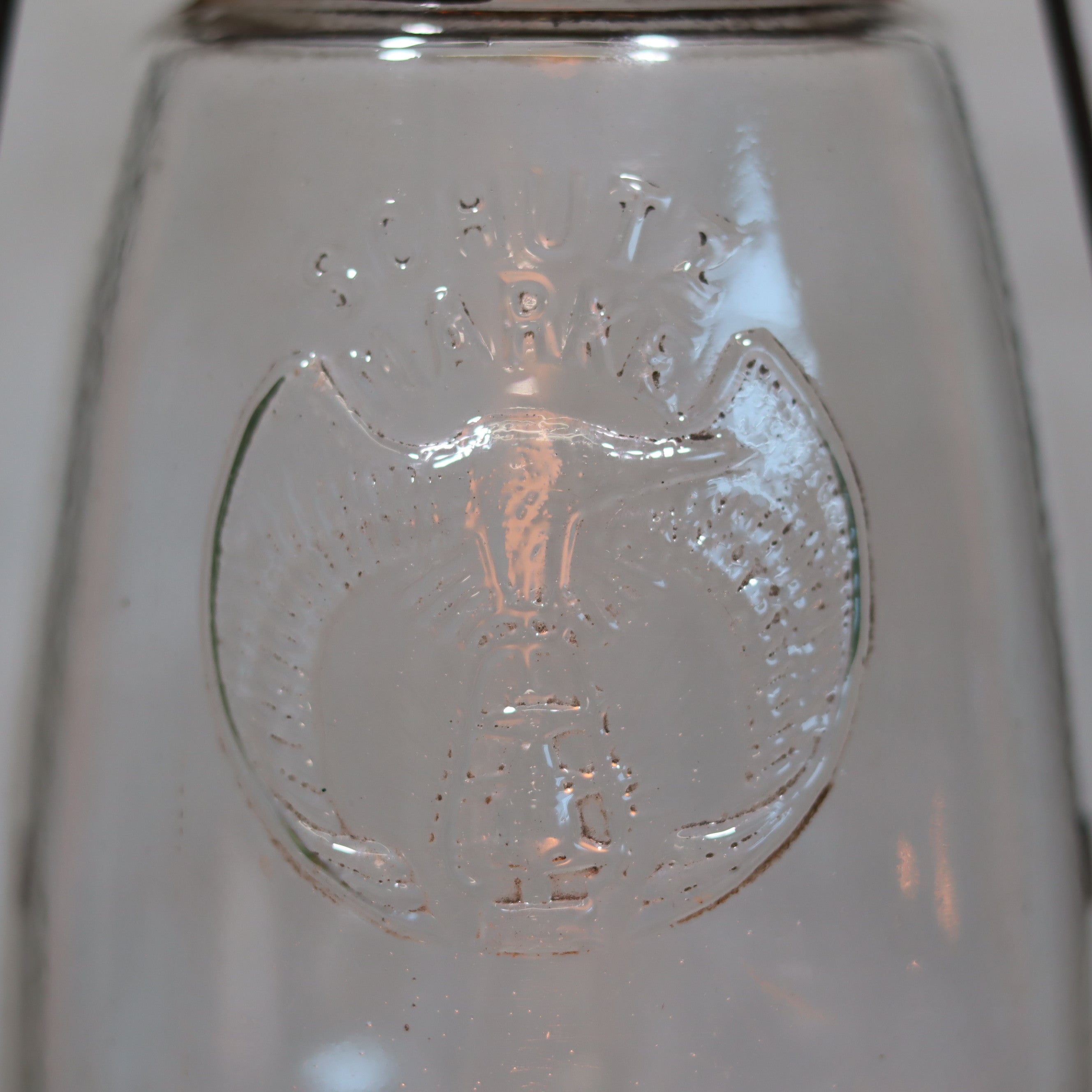 Extremely Rare Antique Hurricane Lantern – Hermann Buchholtz with Angel Motif & Schutz Marke Glass (c.1900–1920)