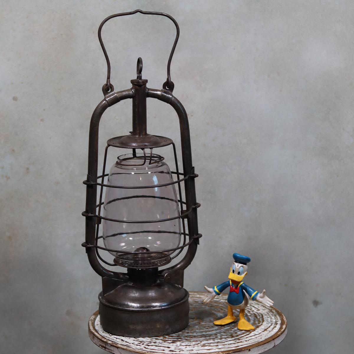 Rare French Hurricane Lantern – “La Lumineuse” by SIF (1920s–1930s) vintage oil lamp with protective wire frame