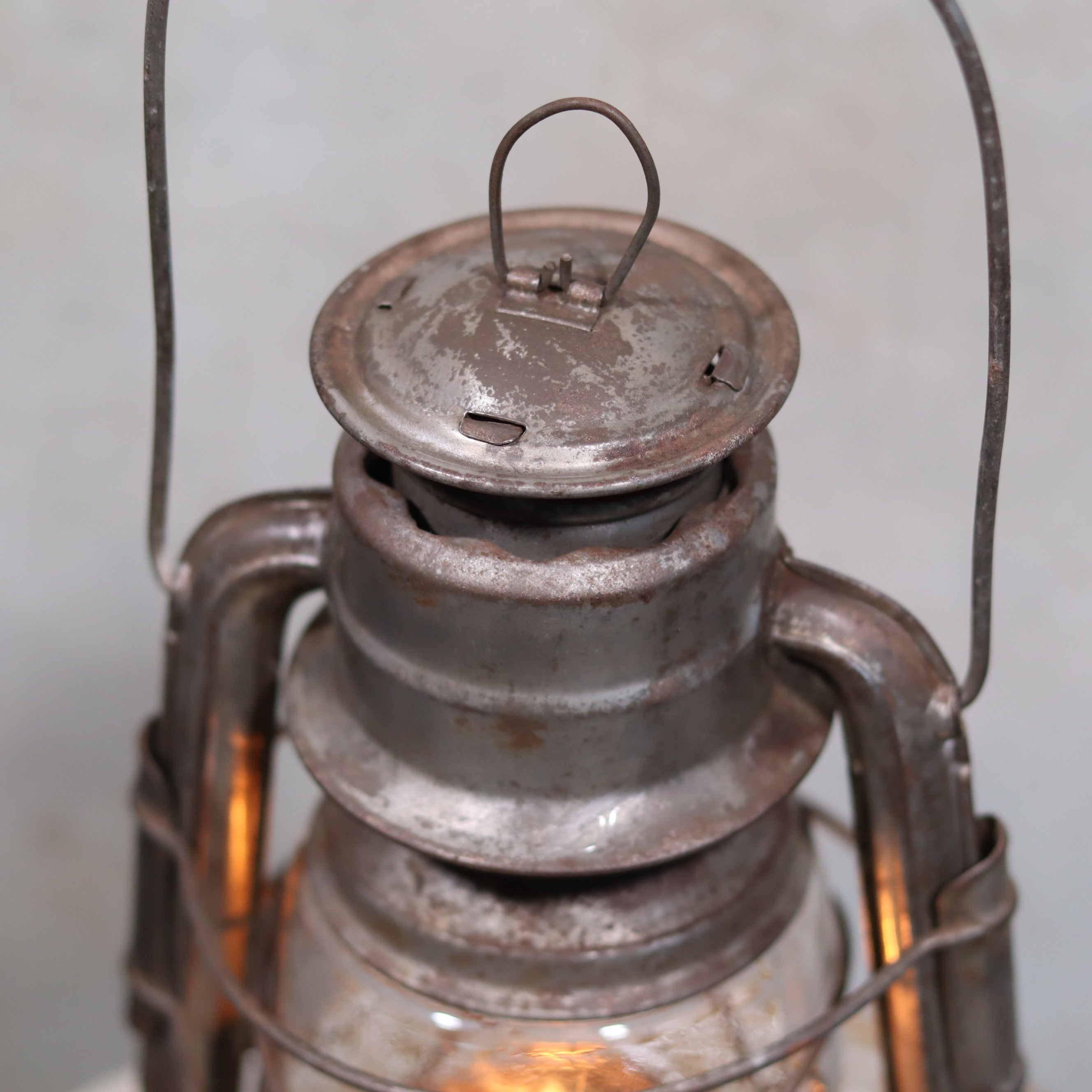 Vintage French ALG Guillouard Hurricane Lantern – Luciole Model (1960s–1980s) oil lamp with rustic metal and glass design