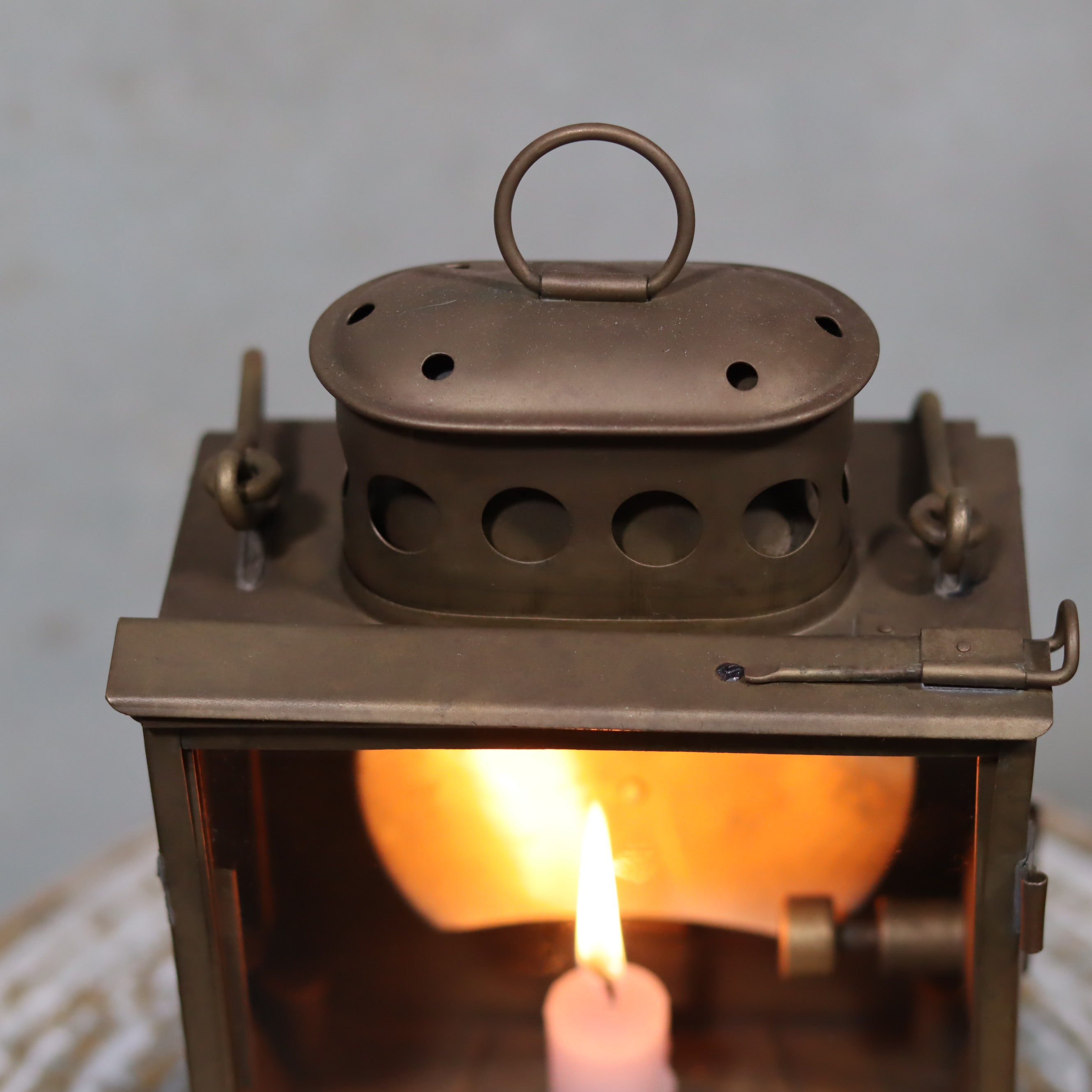 Rare Antique Trench Lamp & Candle Holder – Gebr. Bing A.G. Nürnberg (1920s–1940s) showing vintage oil lamp details and flame