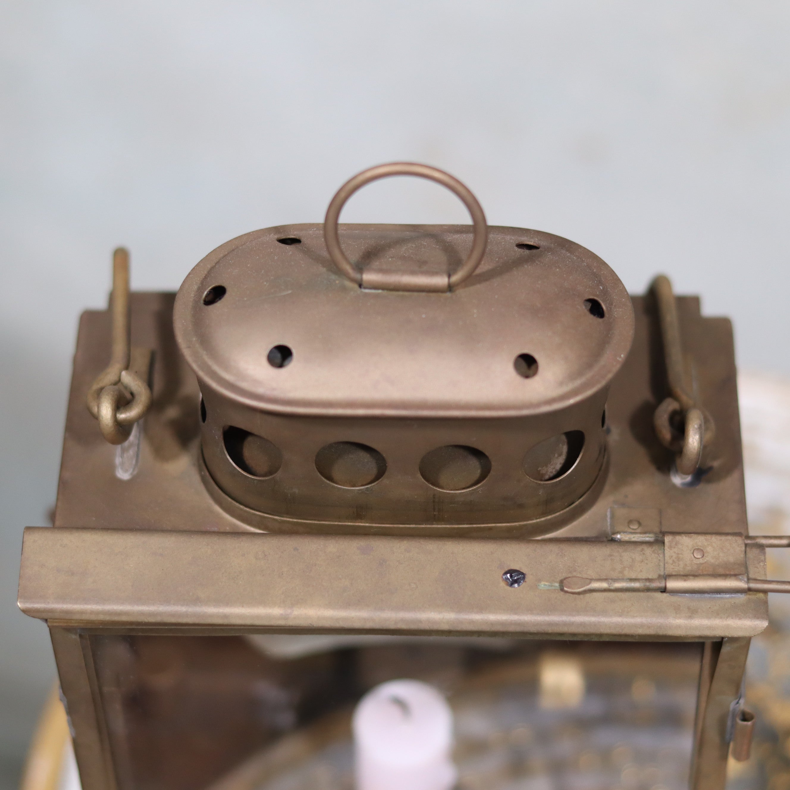Rare Antique Trench Lamp & Candle Holder – Gebr. Bing A.G. Nürnberg (1920s–1940s) oil lamp top detail