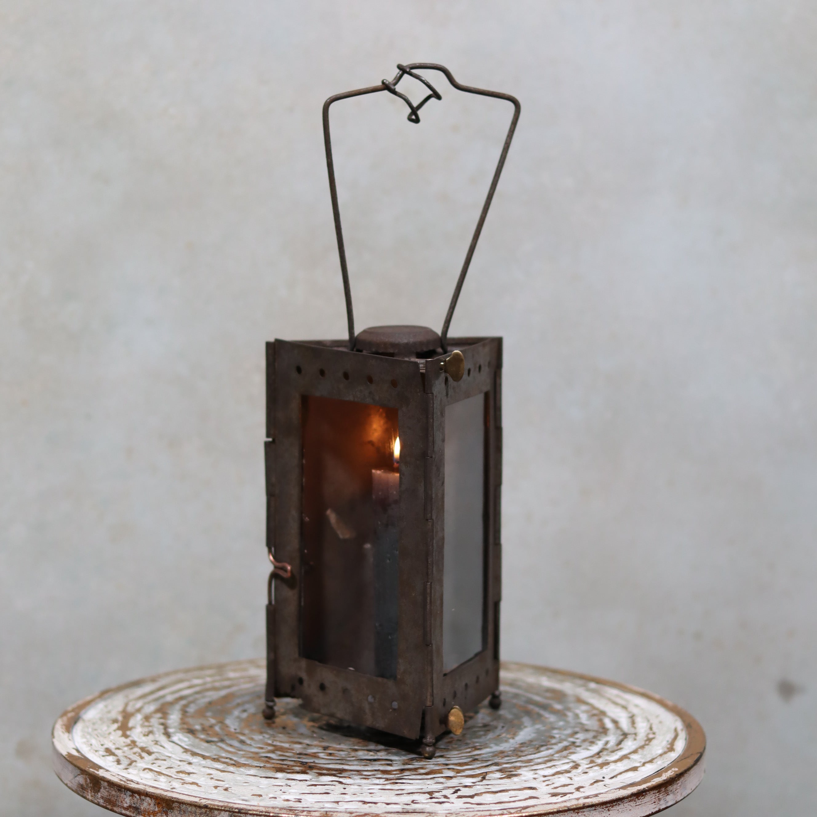Vintage Folding Trench Lantern – WWI Era Candle Lamp (French, 1920s–1930s)
