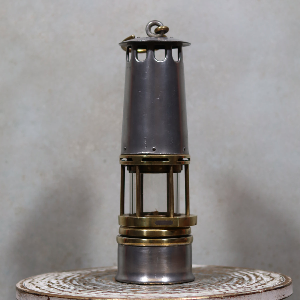Rare New Old Stock Mining Lamp – Hubert Joris (Circa 1900–1910) vintage brass and metal oil lamp