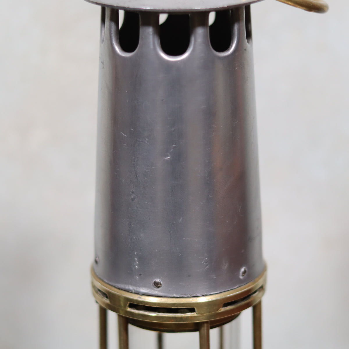 Rare New Old Stock Mining Lamp – Hubert Joris (Circa 1900–1910) showcasing vintage oil lamp metal design details