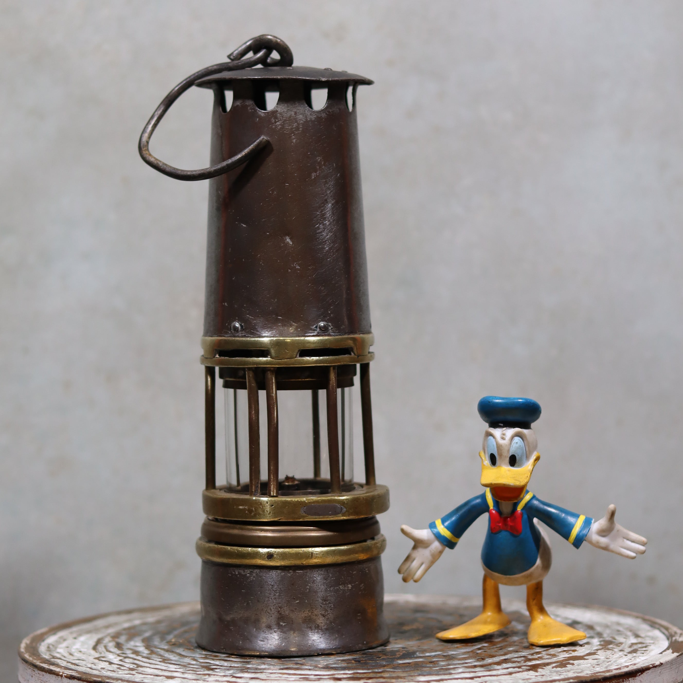 Antique Mining Lamp – Hubert Joris – Circa 1900–1910 – Belgian Master Miner’s Lamp oil lamp with metal and brass details