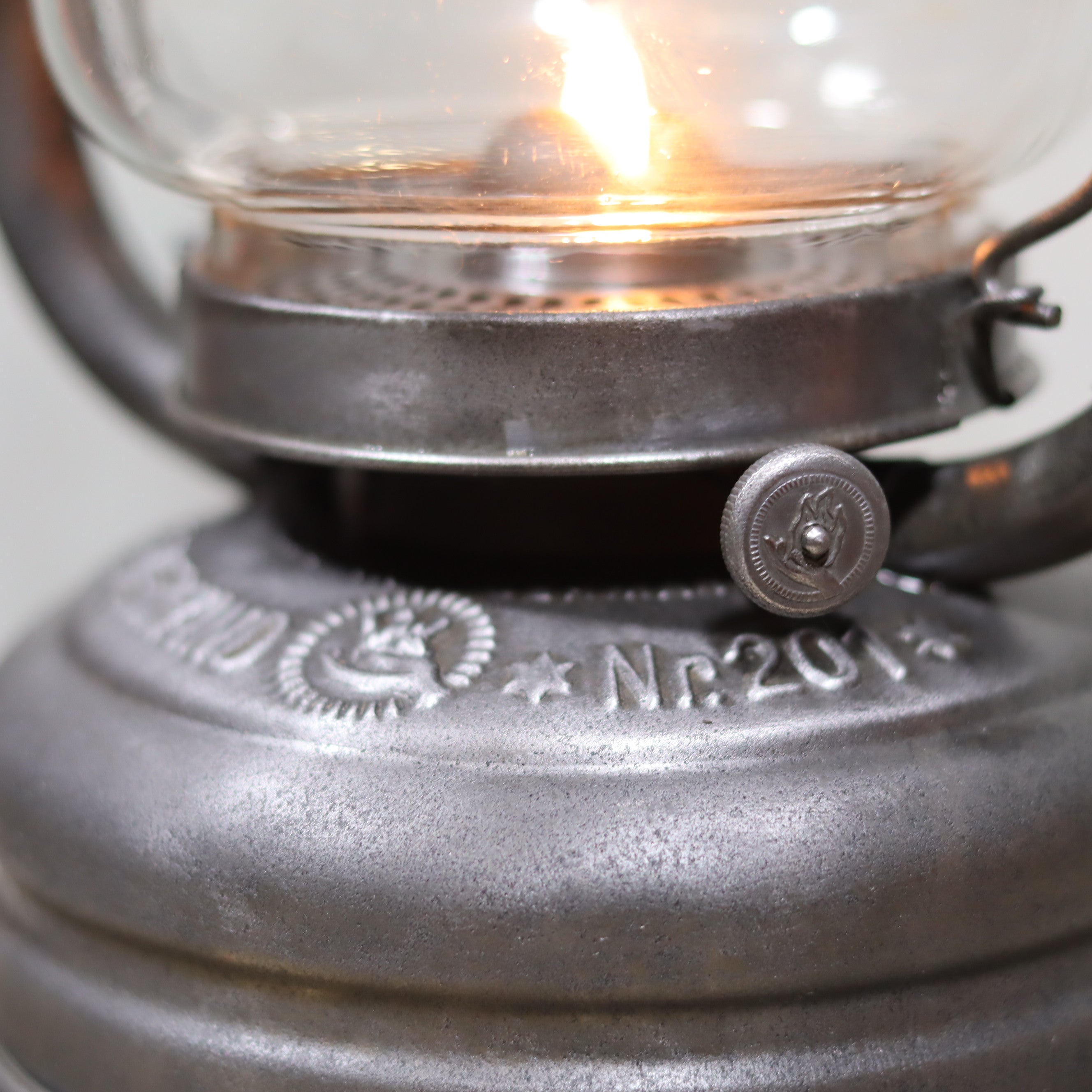 Vintage Feuerhand 201 Hurricane Lantern – Rare Model with Embossed Glass (c.1928–1930)