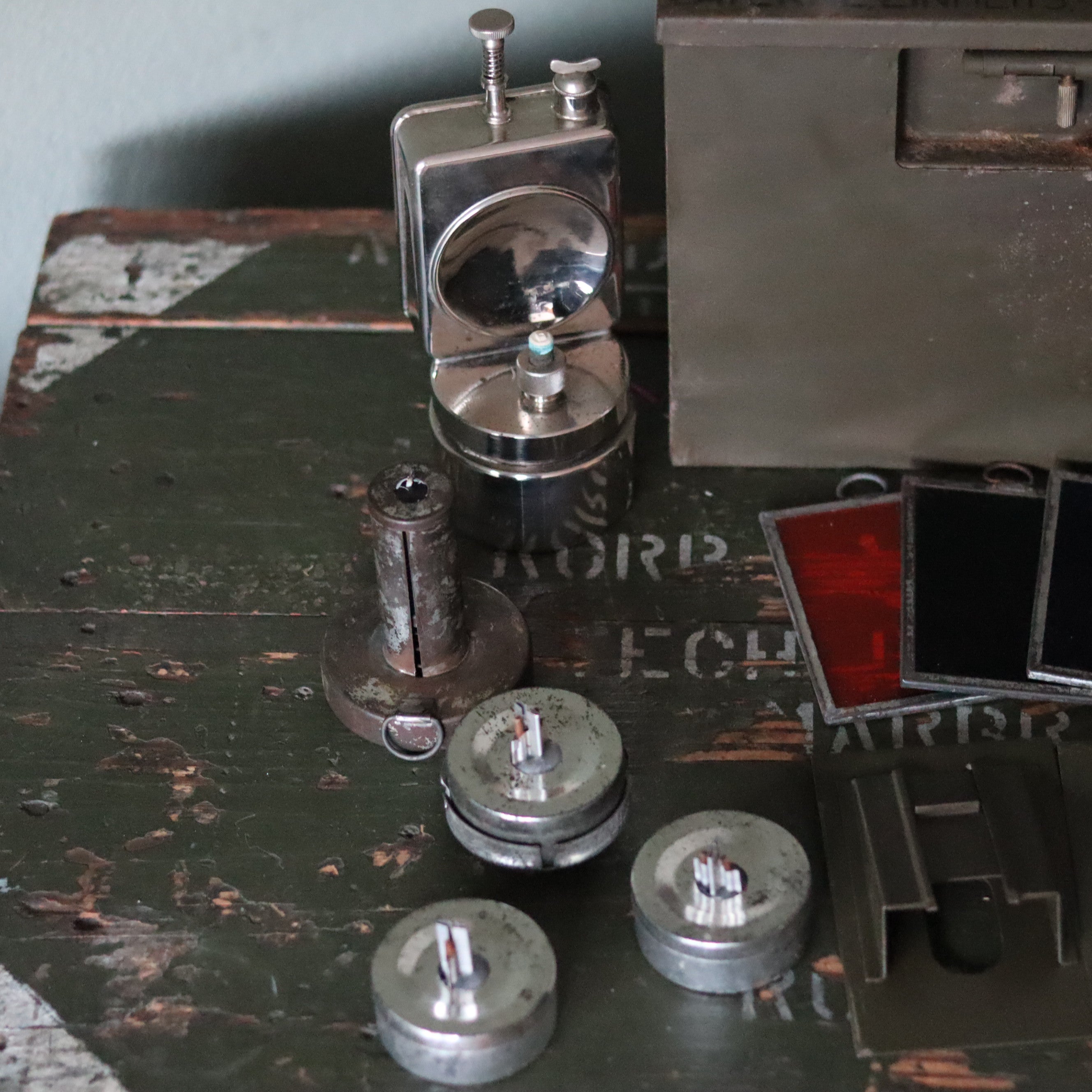 Rare German Military Lantern Set – Einheitslaterne – Multi-Fuel Signal Lamp with Accessories  - BWB(Osmeka, 1960s)