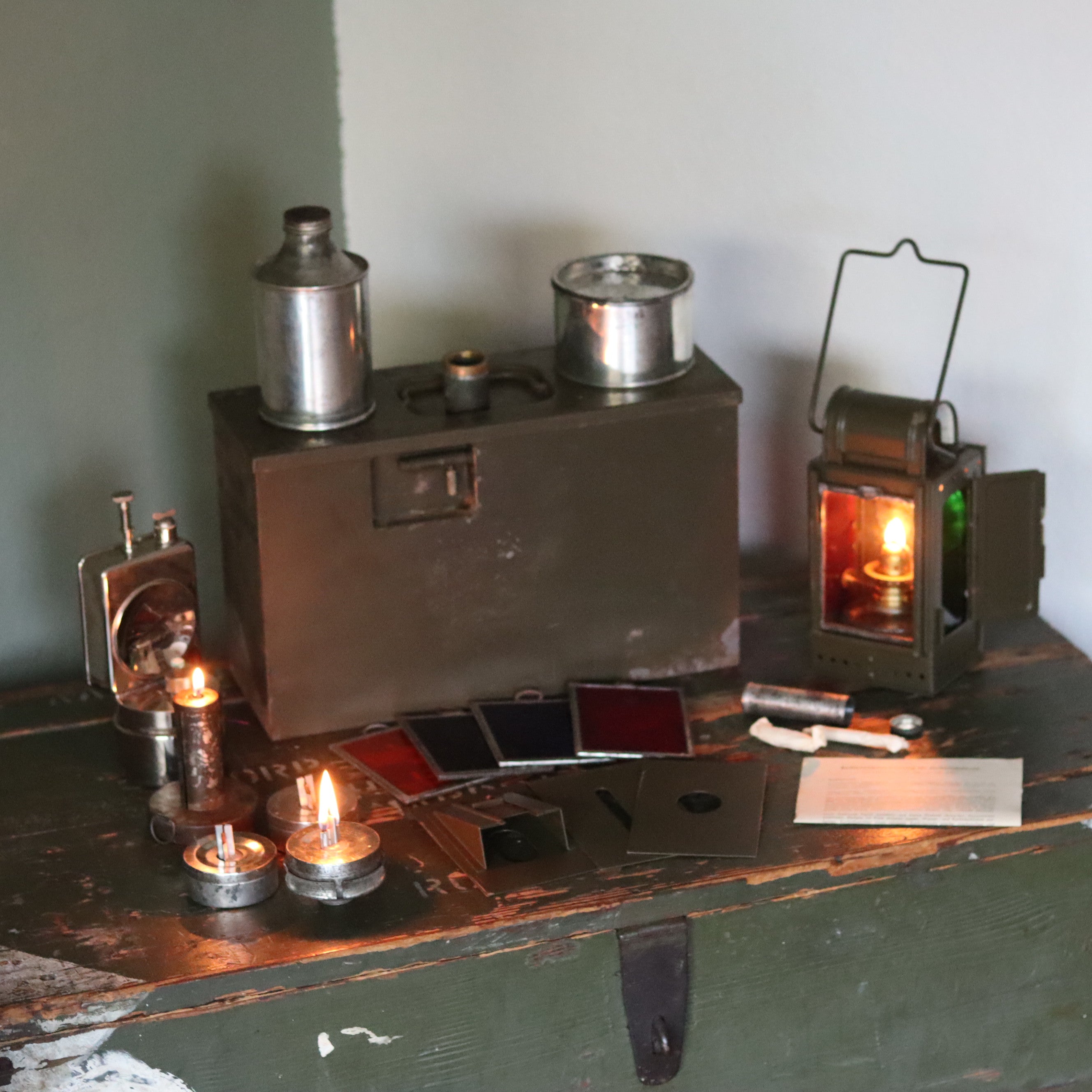 Rare German Military Lantern Set – Einheitslaterne – Multi-Fuel Signal Lamp with Accessories  - BWB(Osmeka, 1960s)