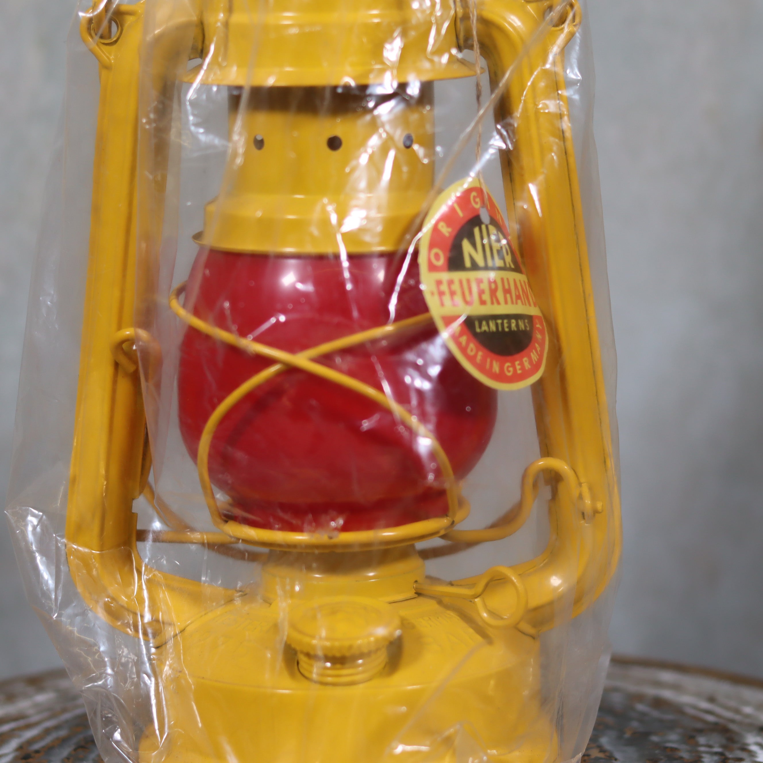 Rare New Old Stock Feuerhand 275 Baby Hurricane Lantern – Western Germany – Red Glass Partylite