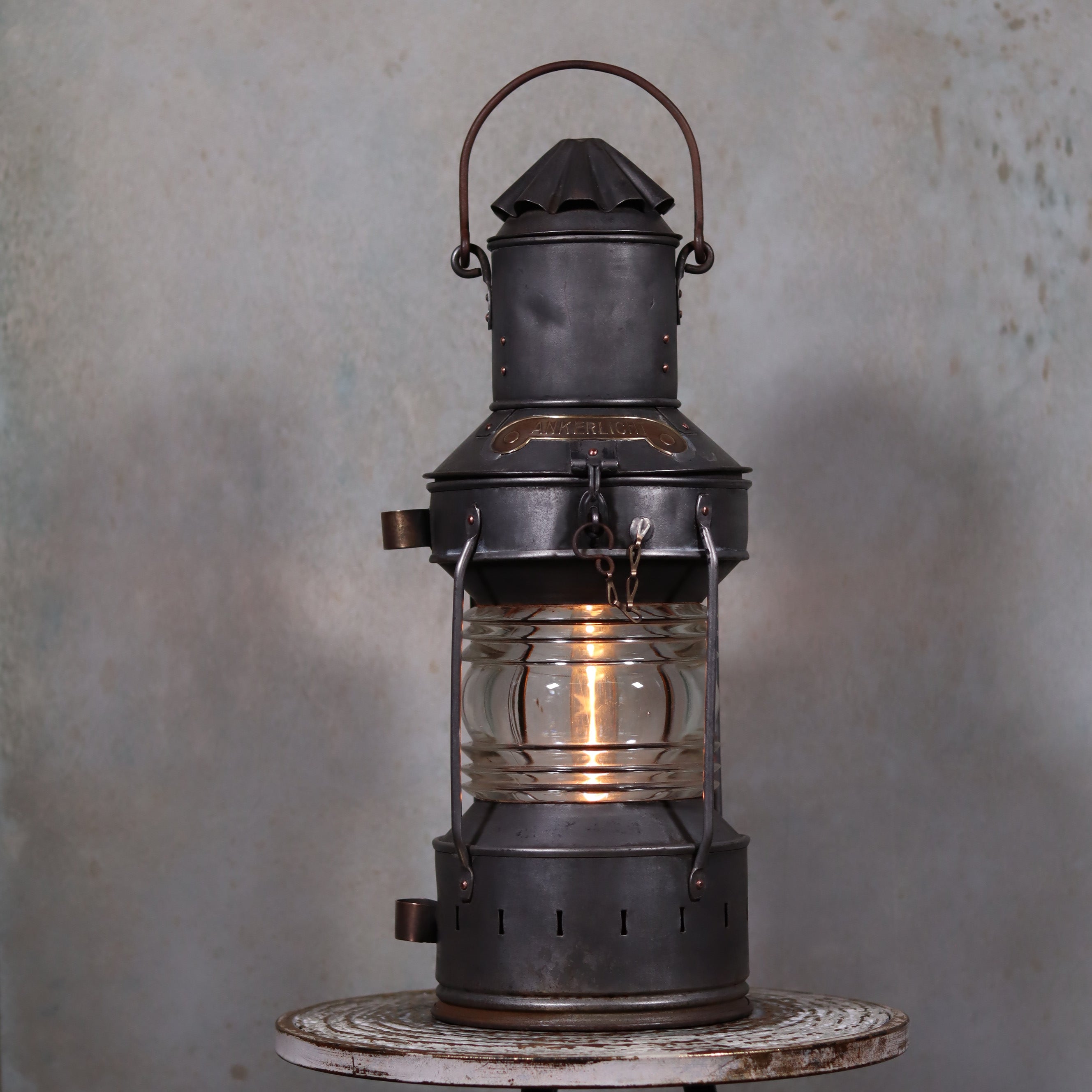 Beautiful Antique Anchor Lamp – Zinc & Copper – Complete and Functional