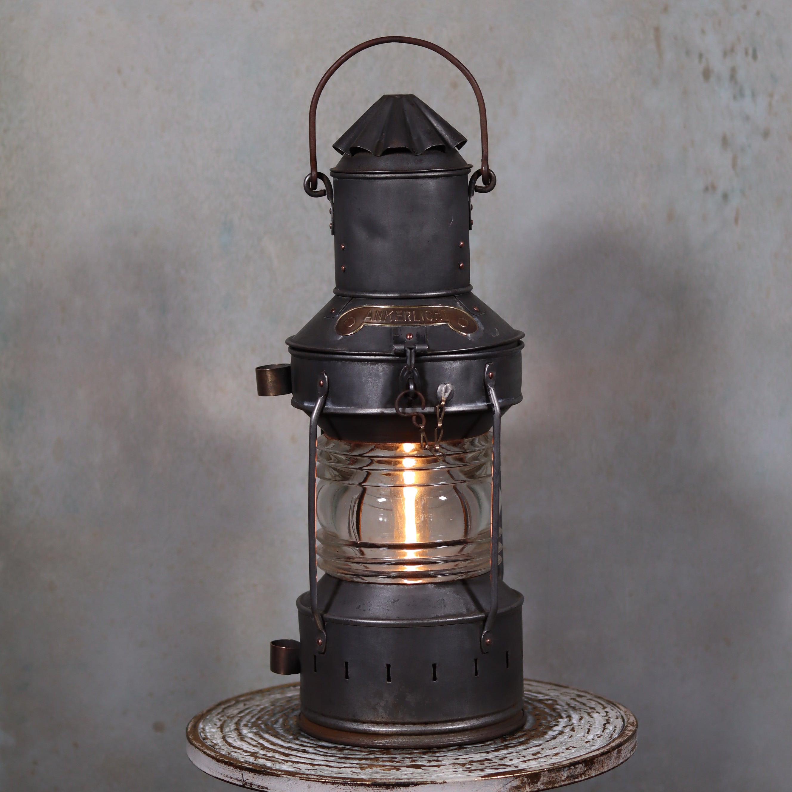 Beautiful Antique Anchor Lamp – Zinc & Copper – Complete and Functional
