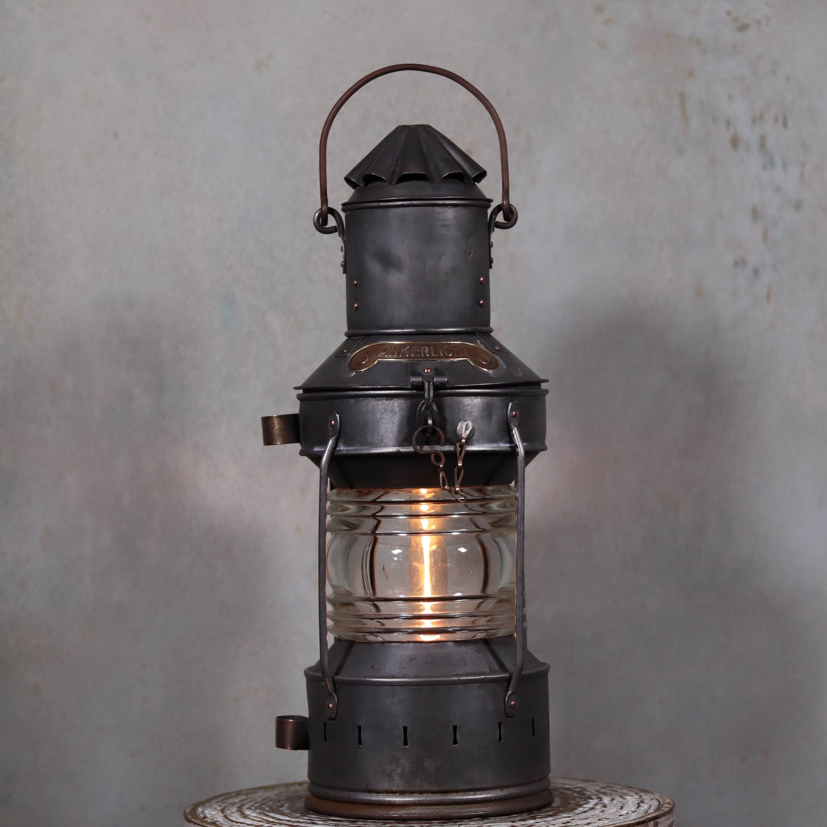 Beautiful Antique Anchor Lamp – Zinc & Copper – Complete and Functional
