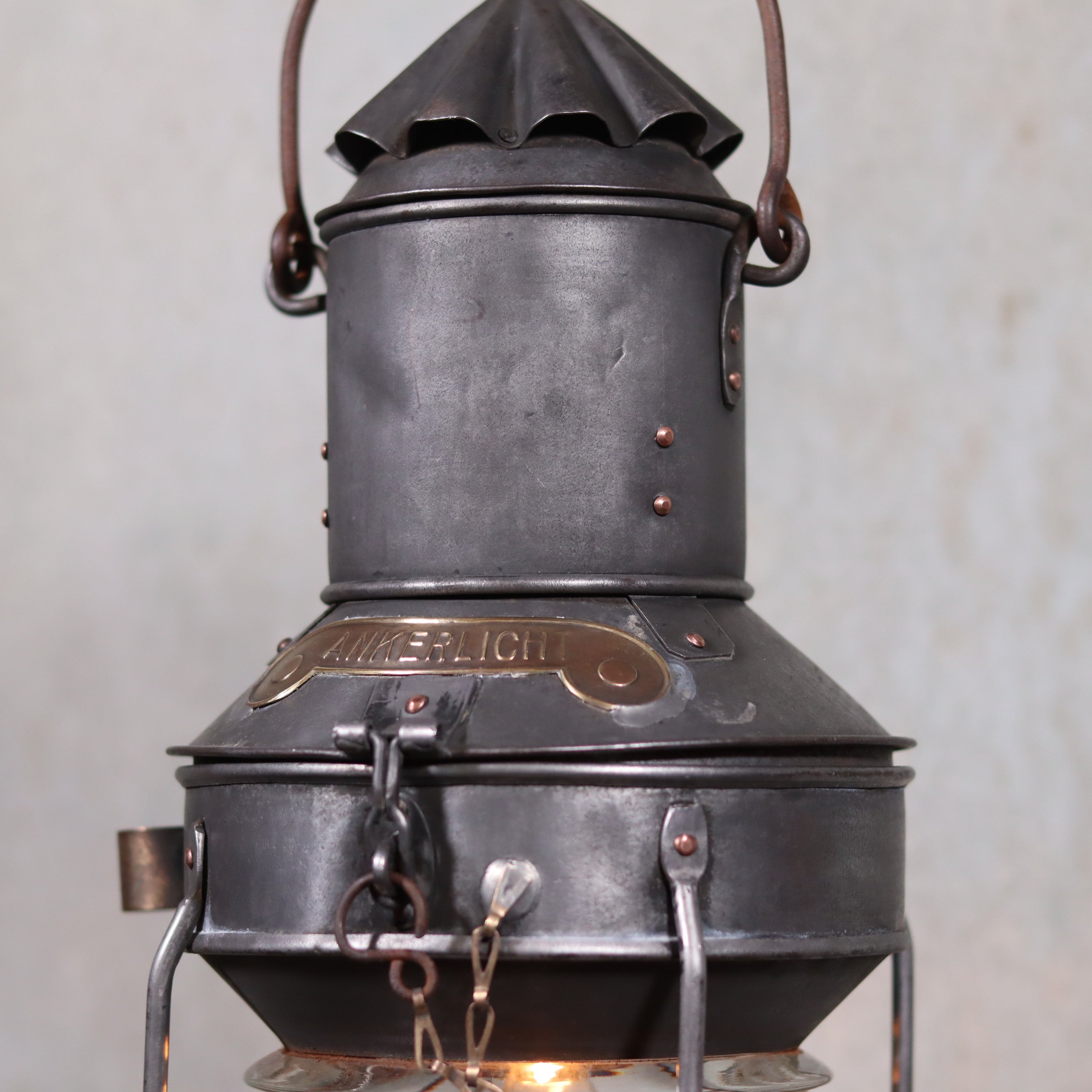 Beautiful Antique Anchor Lamp – Zinc & Copper – Complete and Functional