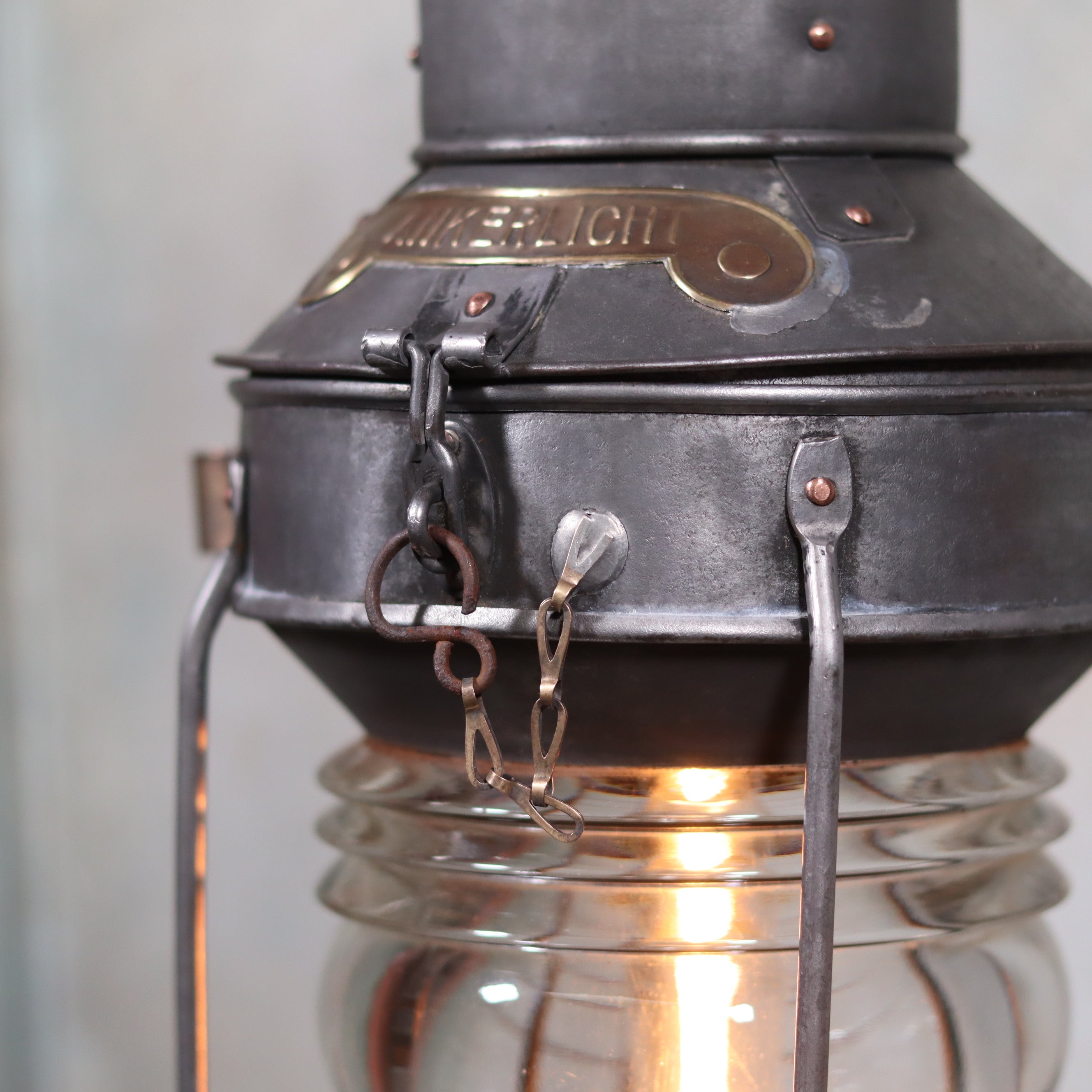 Beautiful Antique Anchor Lamp – Zinc & Copper – Complete and Functional