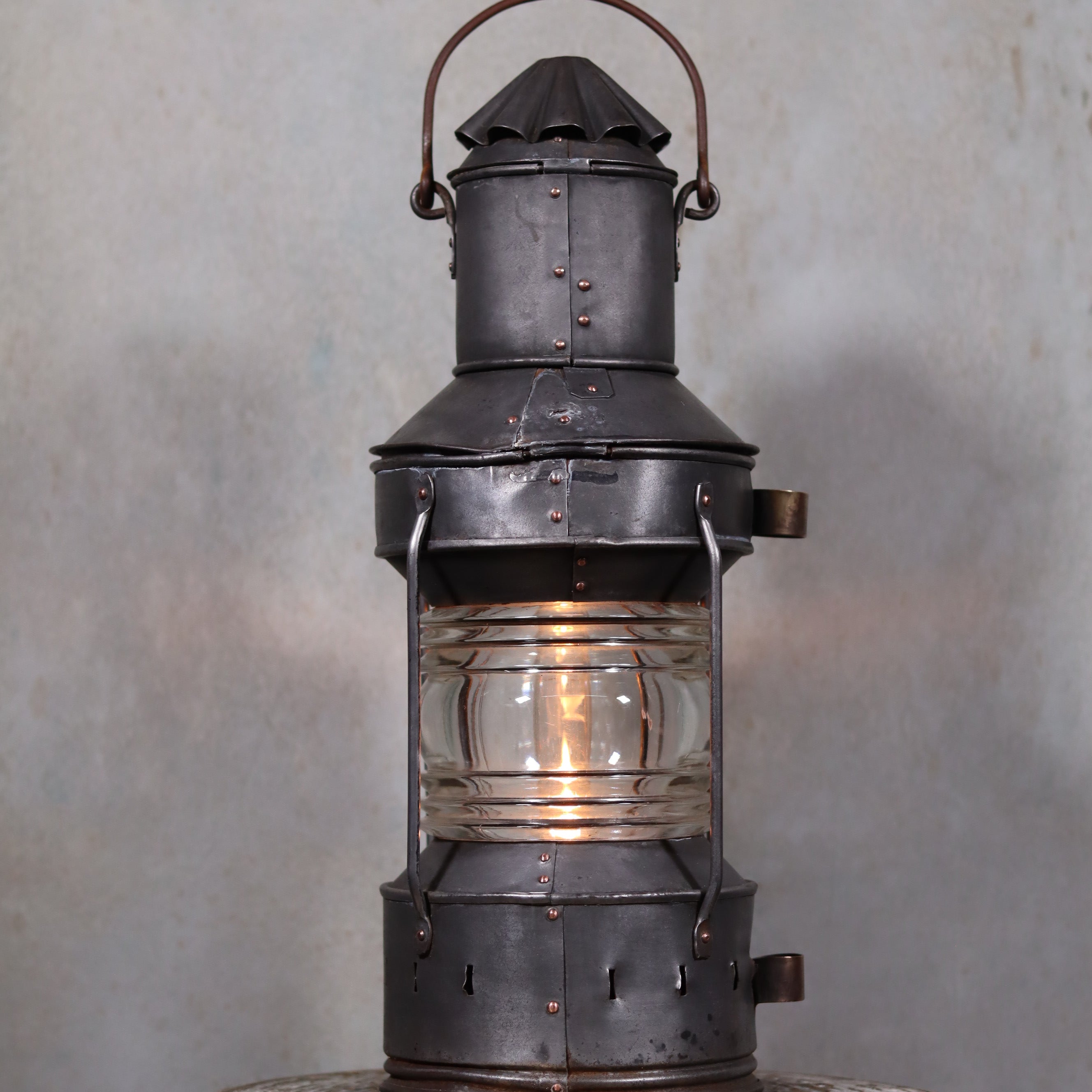 Beautiful Antique Anchor Lamp – Zinc & Copper – Complete and Functional