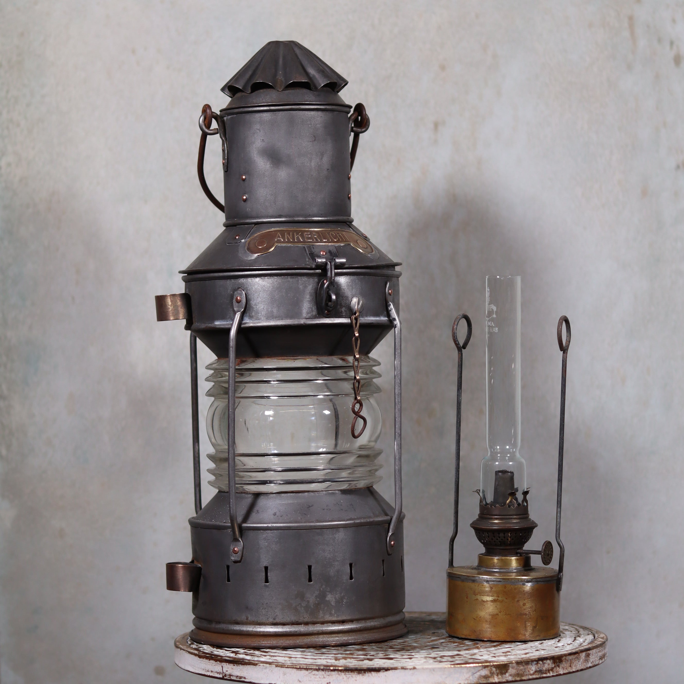 Beautiful Antique Anchor Lamp – Zinc & Copper – Complete and Functional