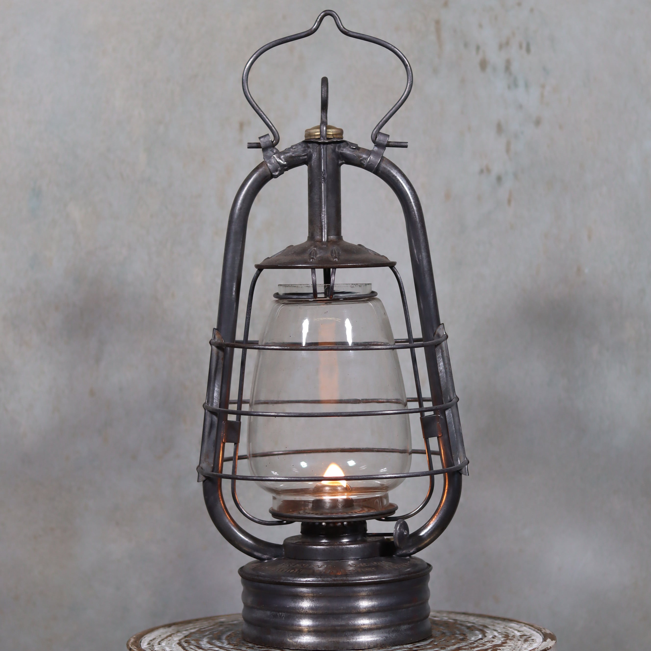 Rare French Val d'Or Hurricane Lantern by Etablissement Ch. Goujon – Beautiful Working Condition with Brass Details
