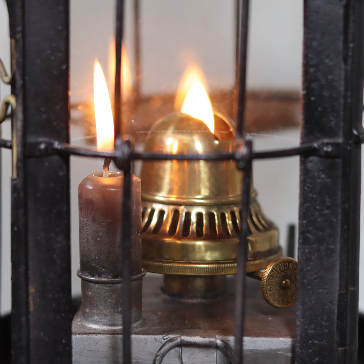 Fantastic and Rare Trench Lantern by Hinks Birmingham – 1918 – Complete and Working oil lamps burning inside the lamp