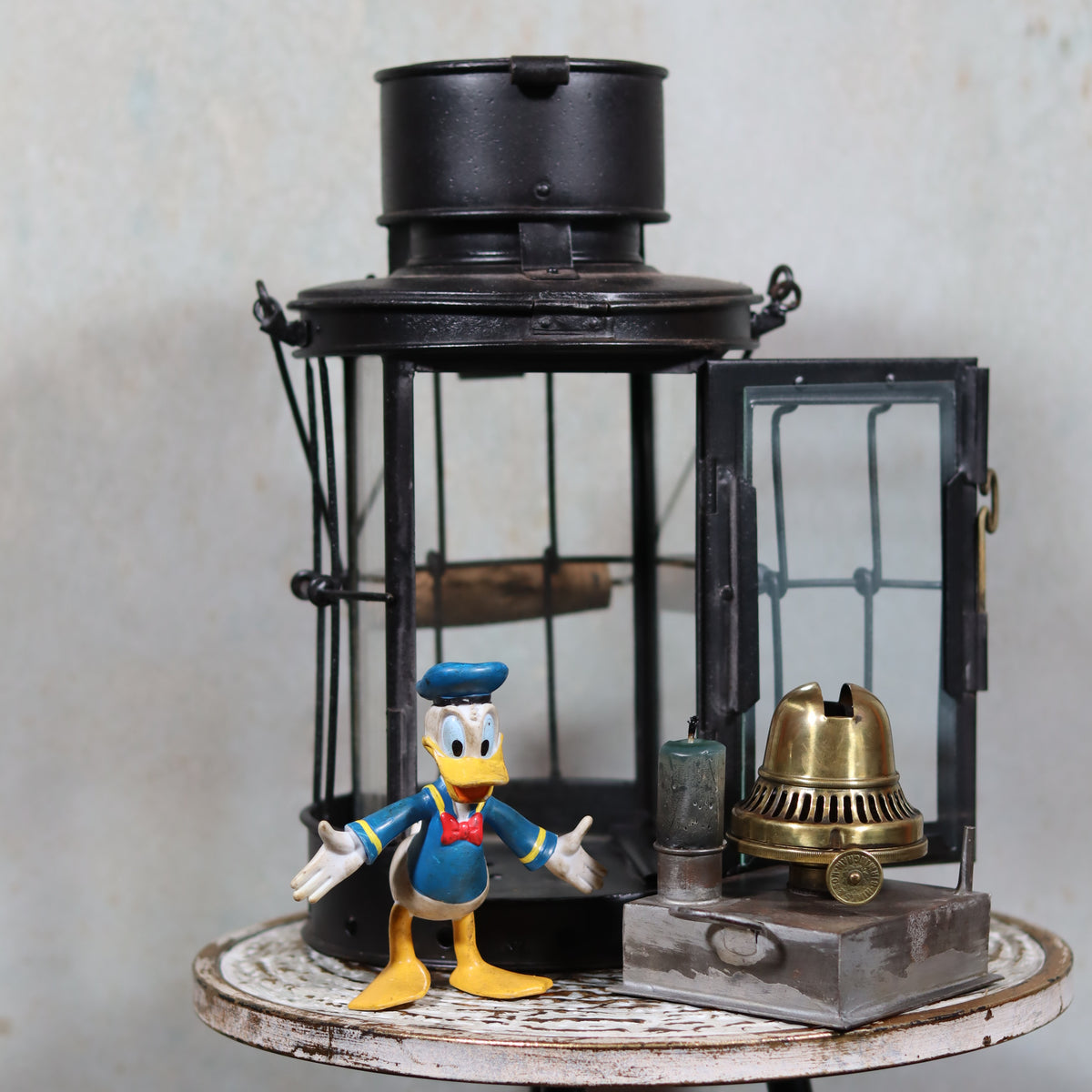 Fantastic and Rare Trench Lantern by Hinks Birmingham – 1918 – Complete and Working oil lamp with glass door and brass burner details