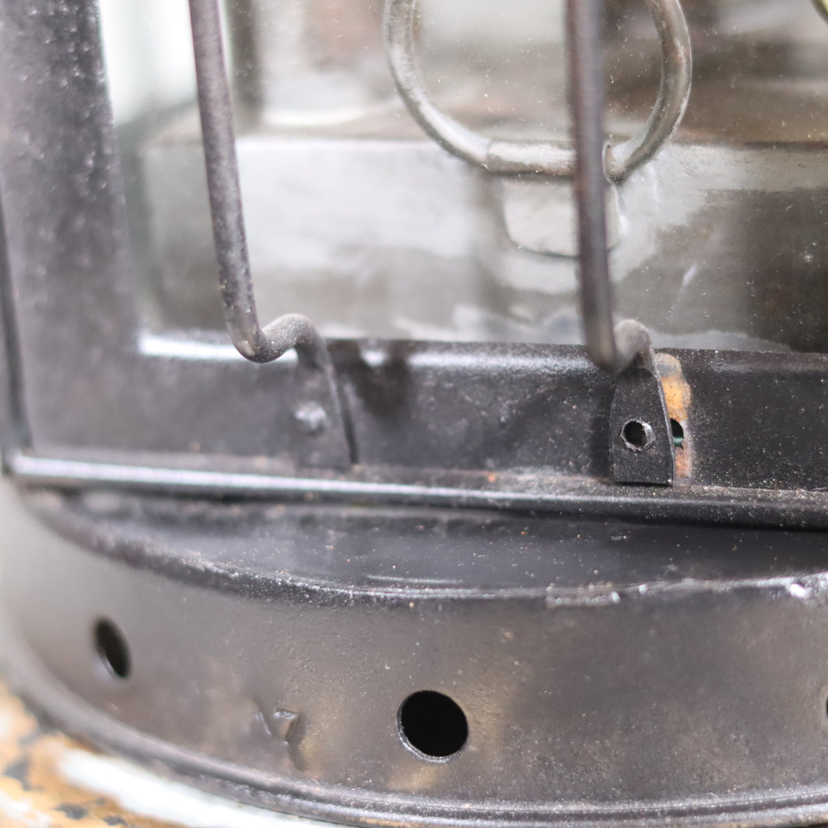 Close-up of the oil lamp details on the Fantastic and Rare Trench Lantern by Hinks Birmingham – 1918 – Complete and Working