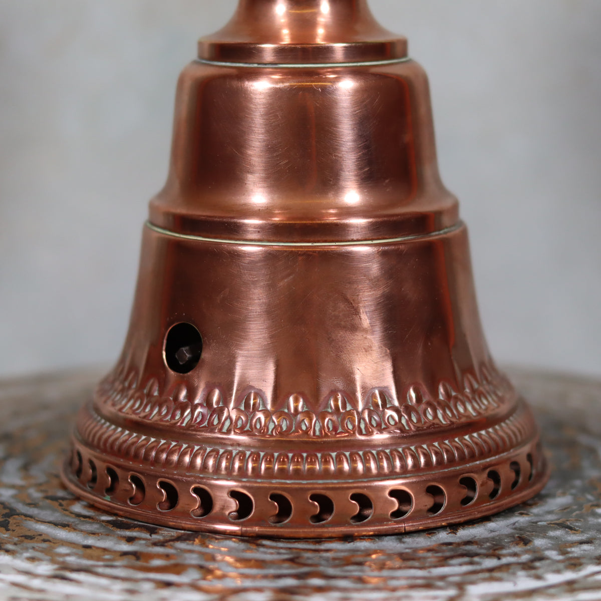 Extremely Rare “Improved Hitchcock Lamp” – oil lamp base with integrated fan detail from USA 1895–1905 fully working