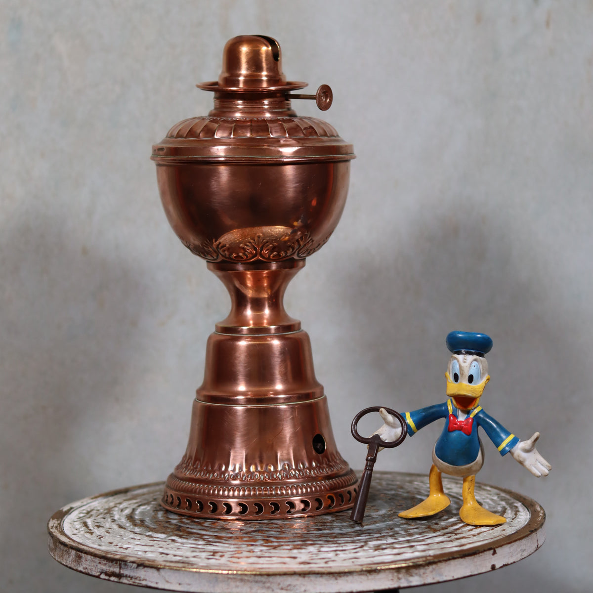 Extremely Rare “Improved Hitchcock Lamp” – Oil Lamp with Integrated Fan – USA, 1895–1905 – Fully Working copper oil lamp details