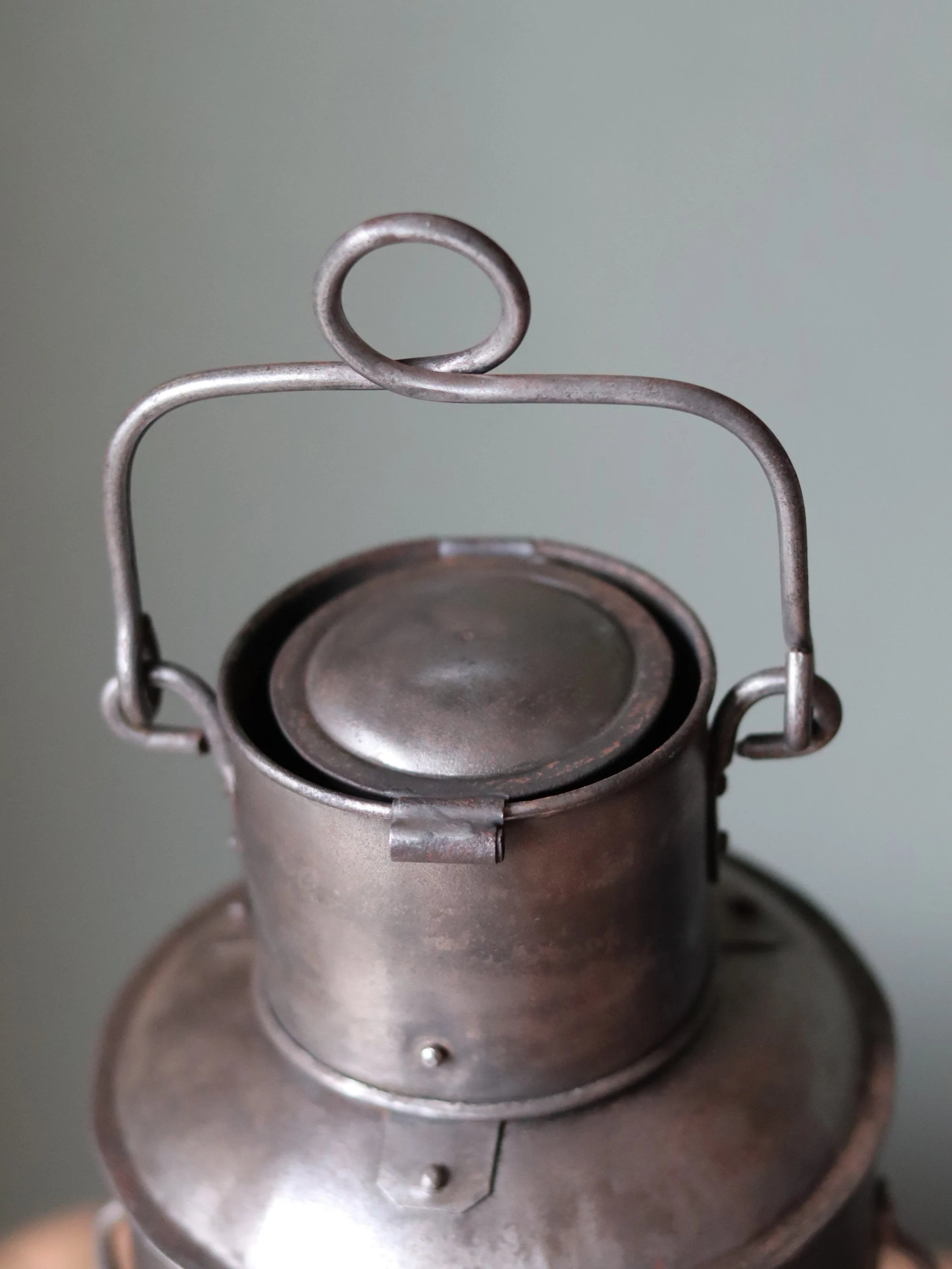 Extremely Rare Antique Ship Lamp – Early Design with Flat Glass Panels (c. 1850-1875)