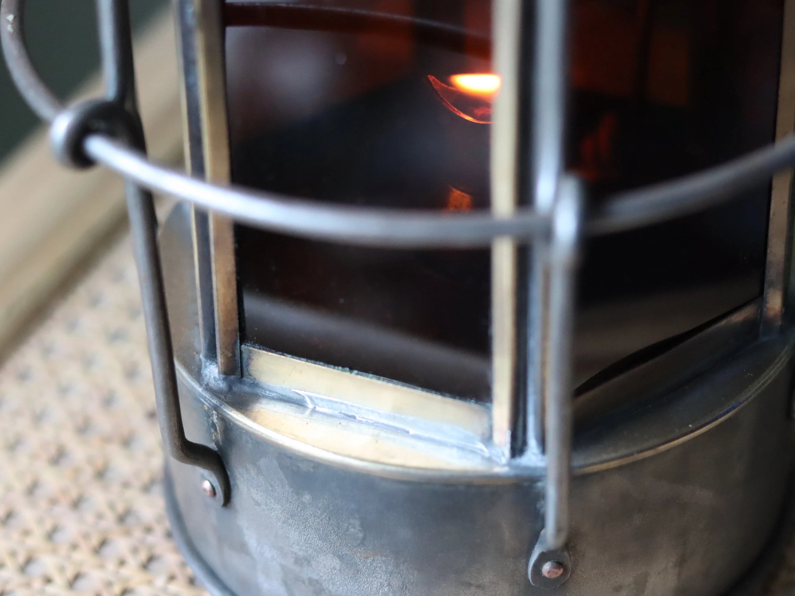 Extremely Rare Antique Ship Lamp – Early Design with Flat Glass Panels (c. 1850-1875)