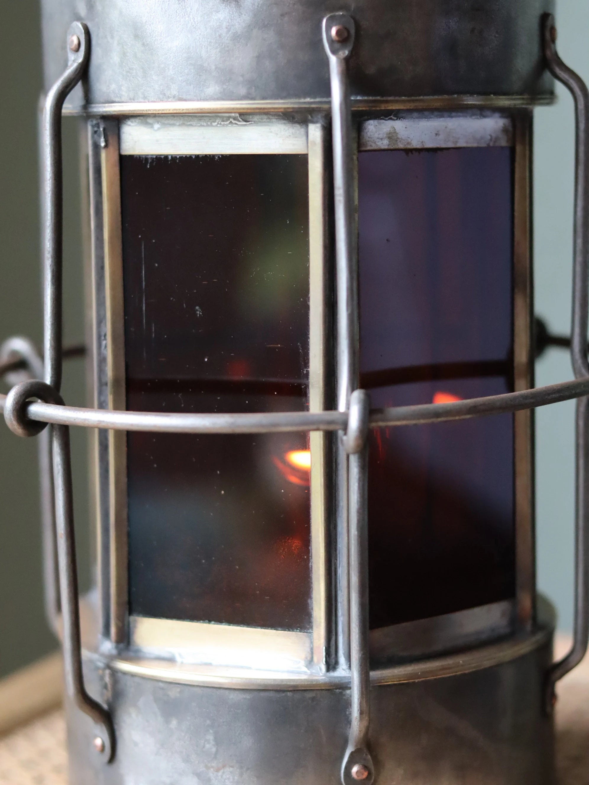 Extremely Rare Antique Ship Lamp – Early Design with Flat Glass Panels (c. 1850-1875)