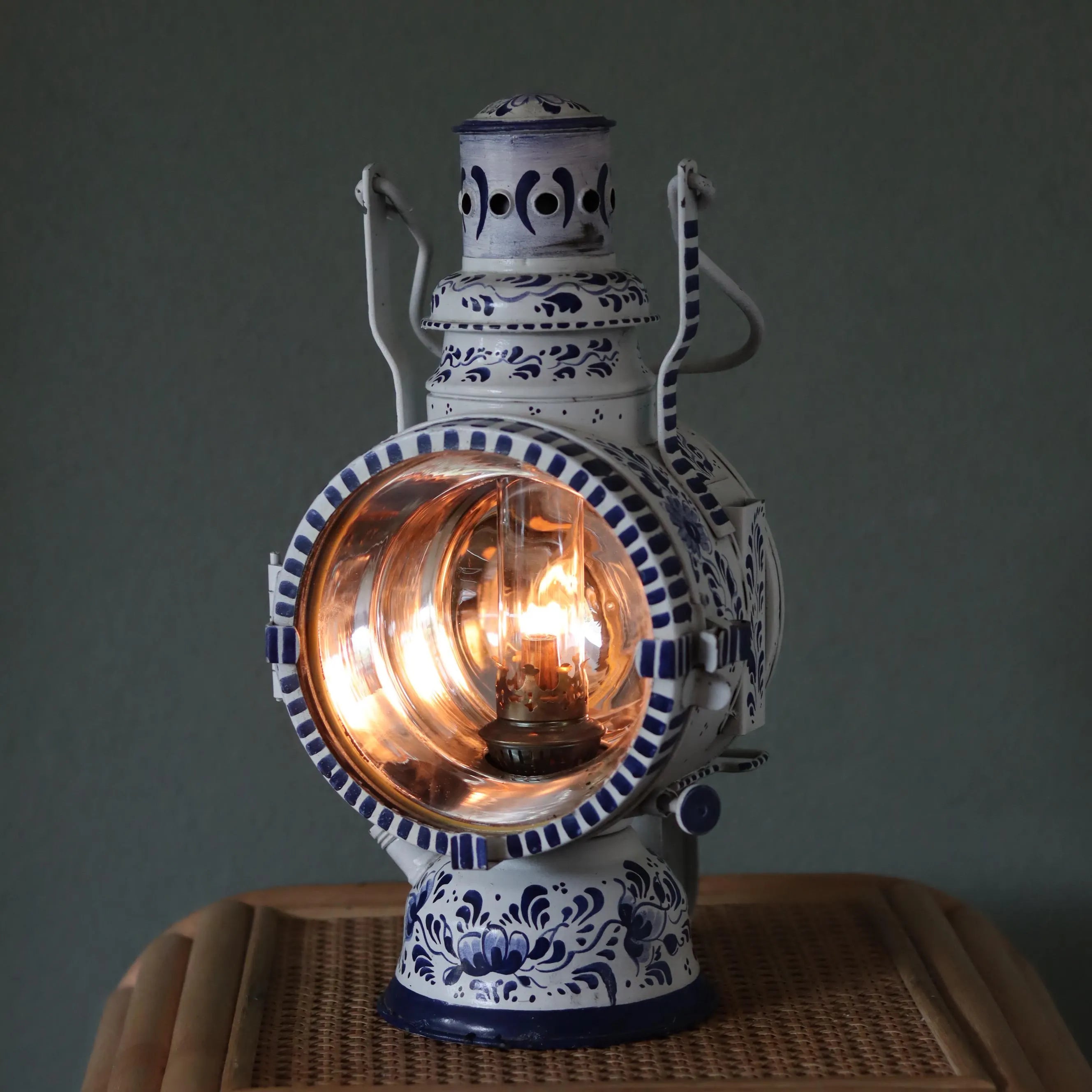 Unique Vintage Train Lantern – A. Sartorius Wuppertal (1975) – Hand-Painted Art Object