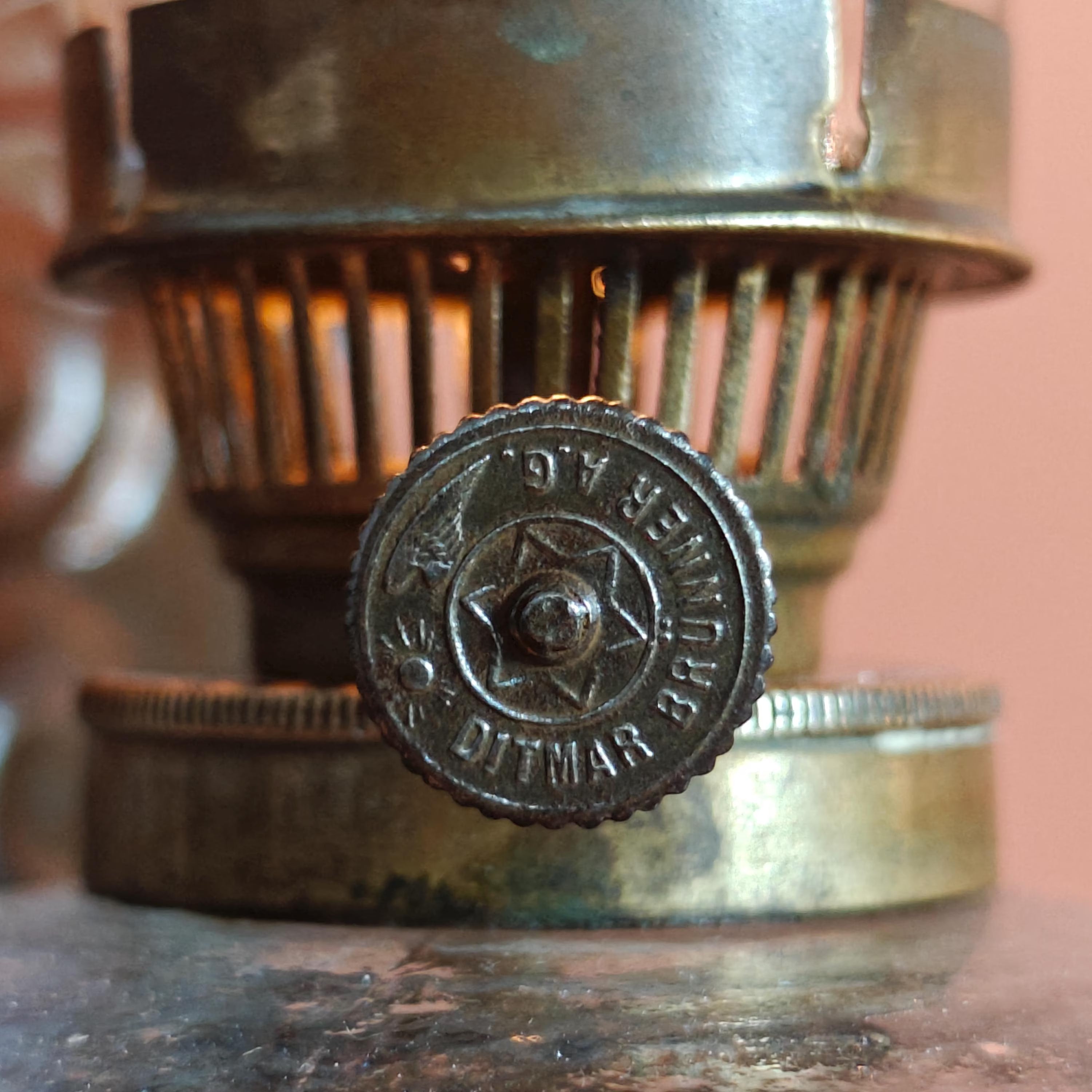 Beautiful Antique Oil Lamp – Wall-Mounted Kitchen Lamp with Ditmar Burner and Unique Reflector Design