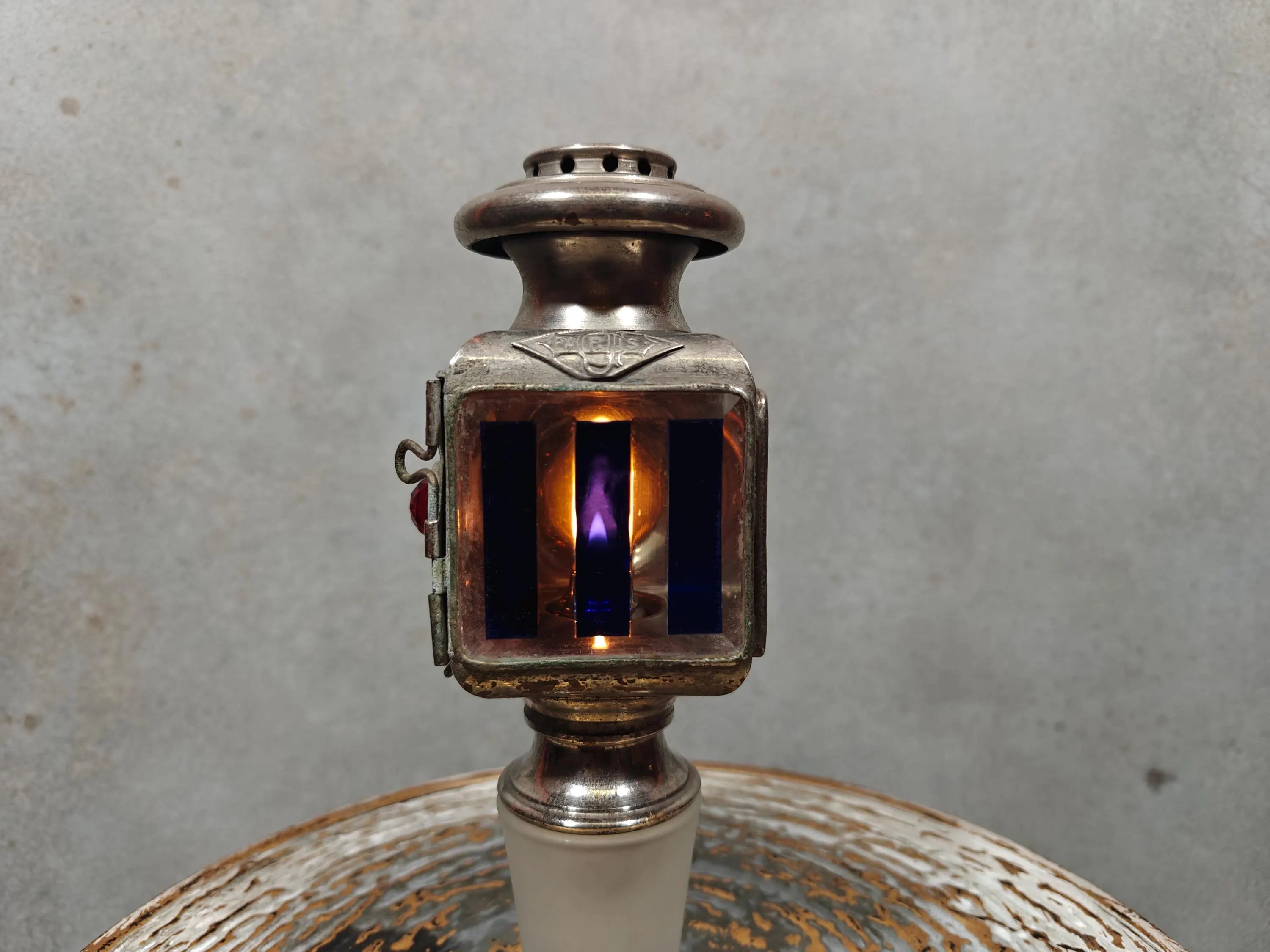 Extremely Rare Vintage Automobile Oil Lamp – Coll. J. Girard, Paris (1920s–1930s)