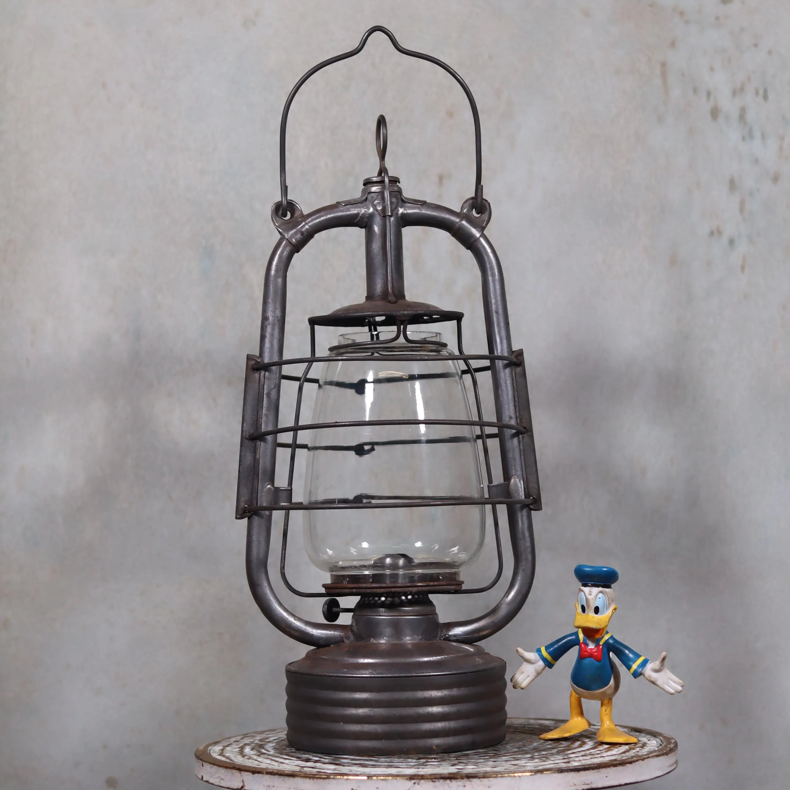 Vintage French Valentini Hurricane Lantern – La Bretonne Model (1950s/60s) classic oil lamp with metal frame and glass chimney